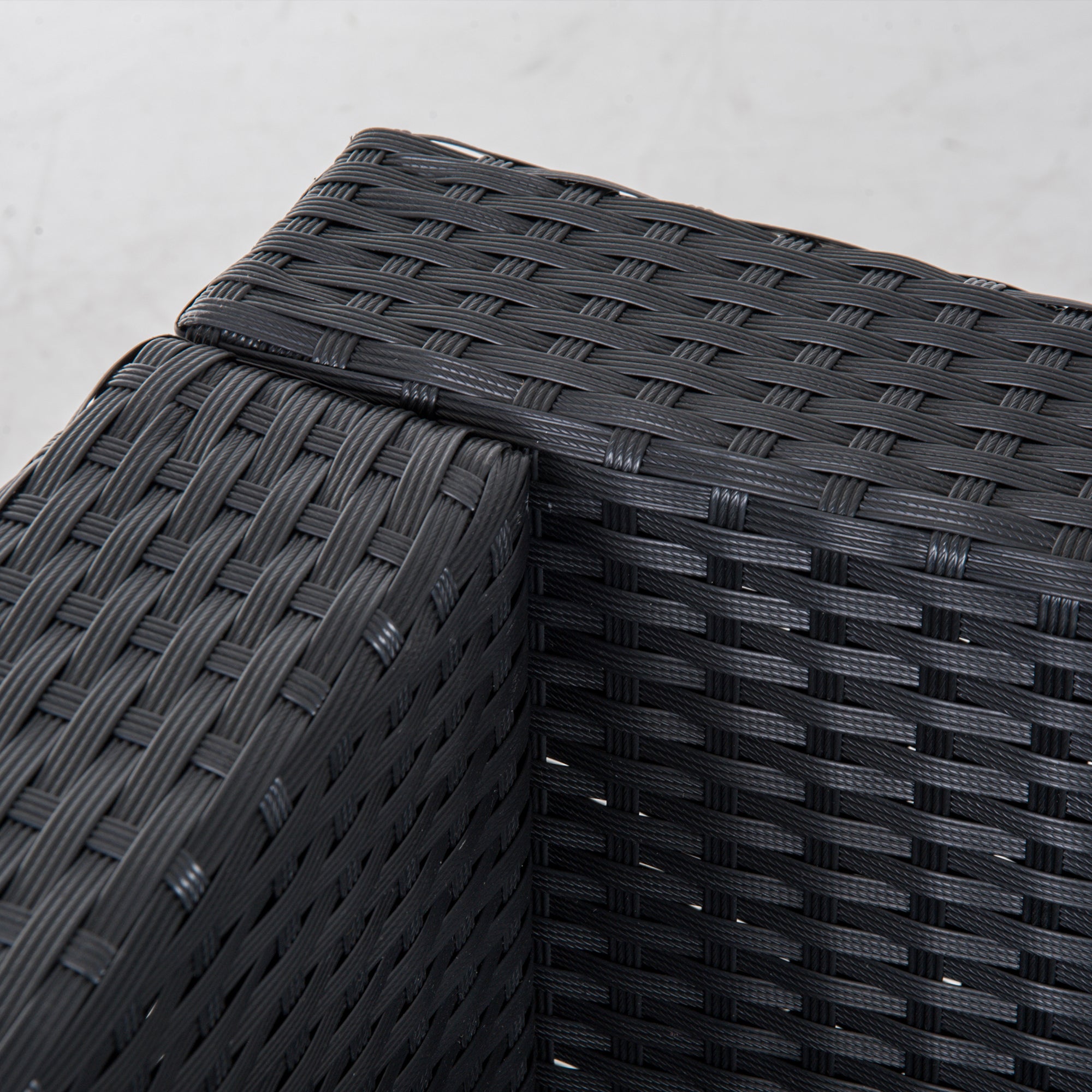 Outsunny Polyrattan Gartenmöbel Set für 4 Personen Sitzgarnitur mit Kissen Sitzgruppe Tisch mit Stauraum Schwarz+Creme