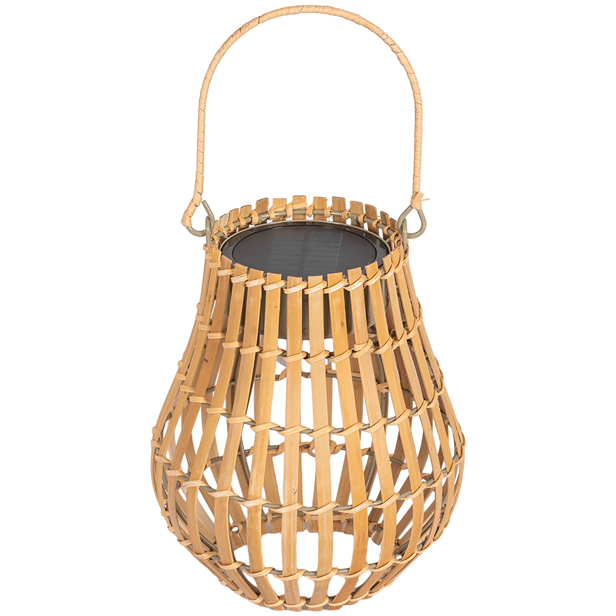 Outsunny Solar Gartenlampe USB aufladbar Bambus-Lampenschirm