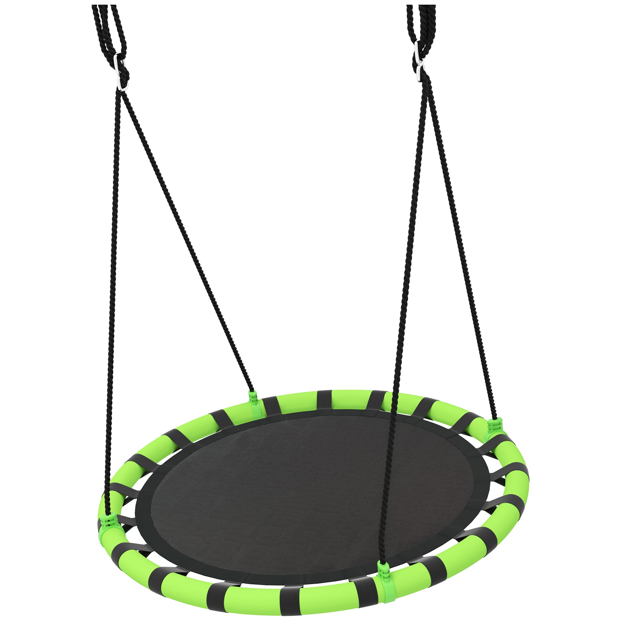 AIYAPLAY Kinderschaukel, 150 kg belastbar, Ø100 x 180H cm, Metall, Schaumstoff, Schwarz