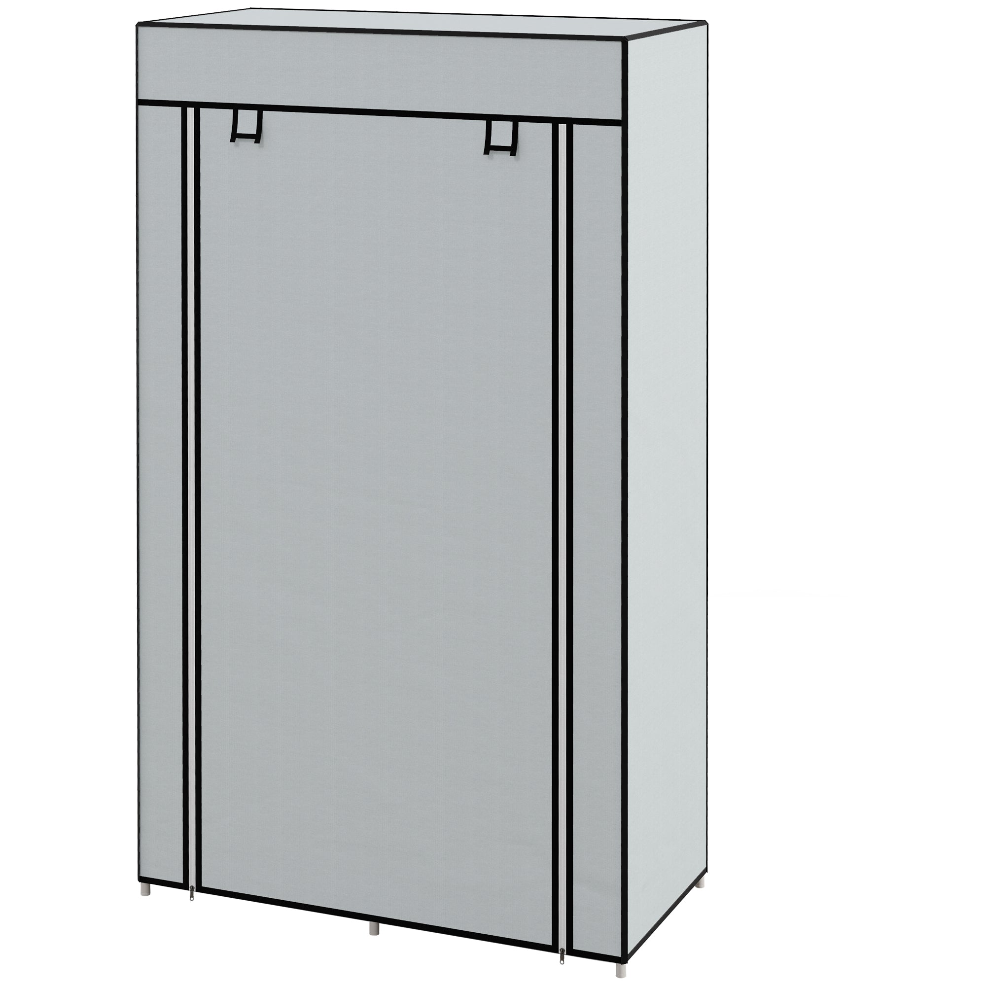 HOMCOM Kleiderschrank Stoffschrank 1 Kleiderstange, 2 Schubladen, 83 x 42.5 x 162,5 cm, Grau