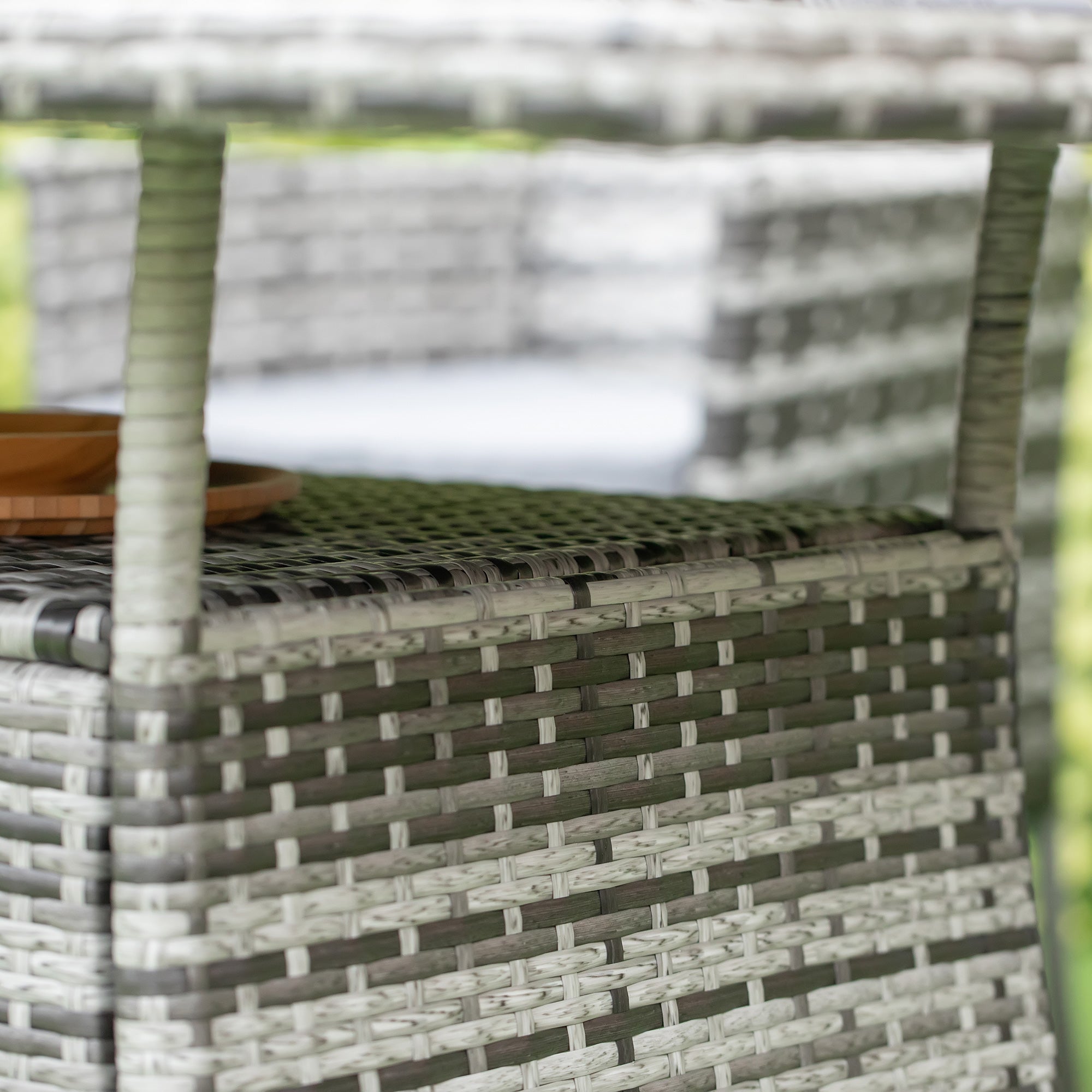 Outsunny Gartentisch Glastisch Esstisch Gartenmöbel Tisch, Polyrattan+Sicherheitsglas, Grau+Schwarz, 150x85x74cm