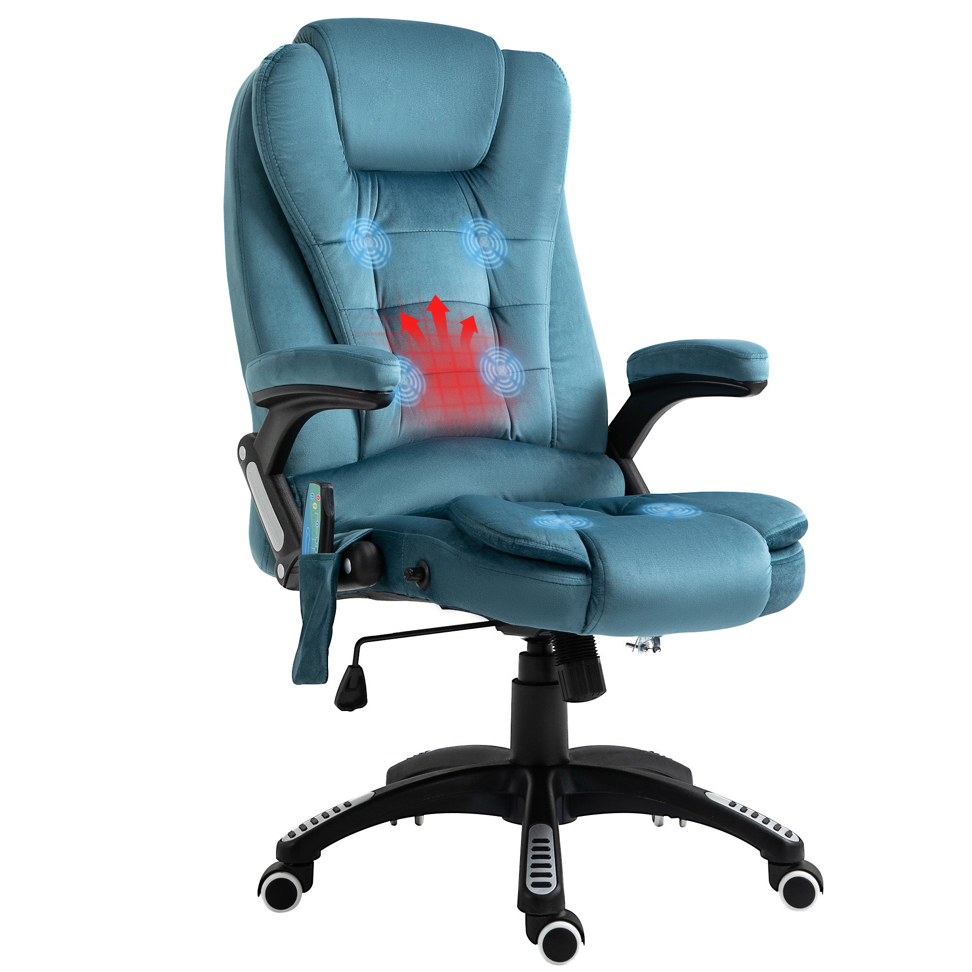Vinsetto Bürostuhl Massagesessel mit Wärmefunktion Chefsessel mit Massagefunktion höhenverstellbarer ergonomischer Gamingstuhl massage Blau 68 x 72 x 110120 cm