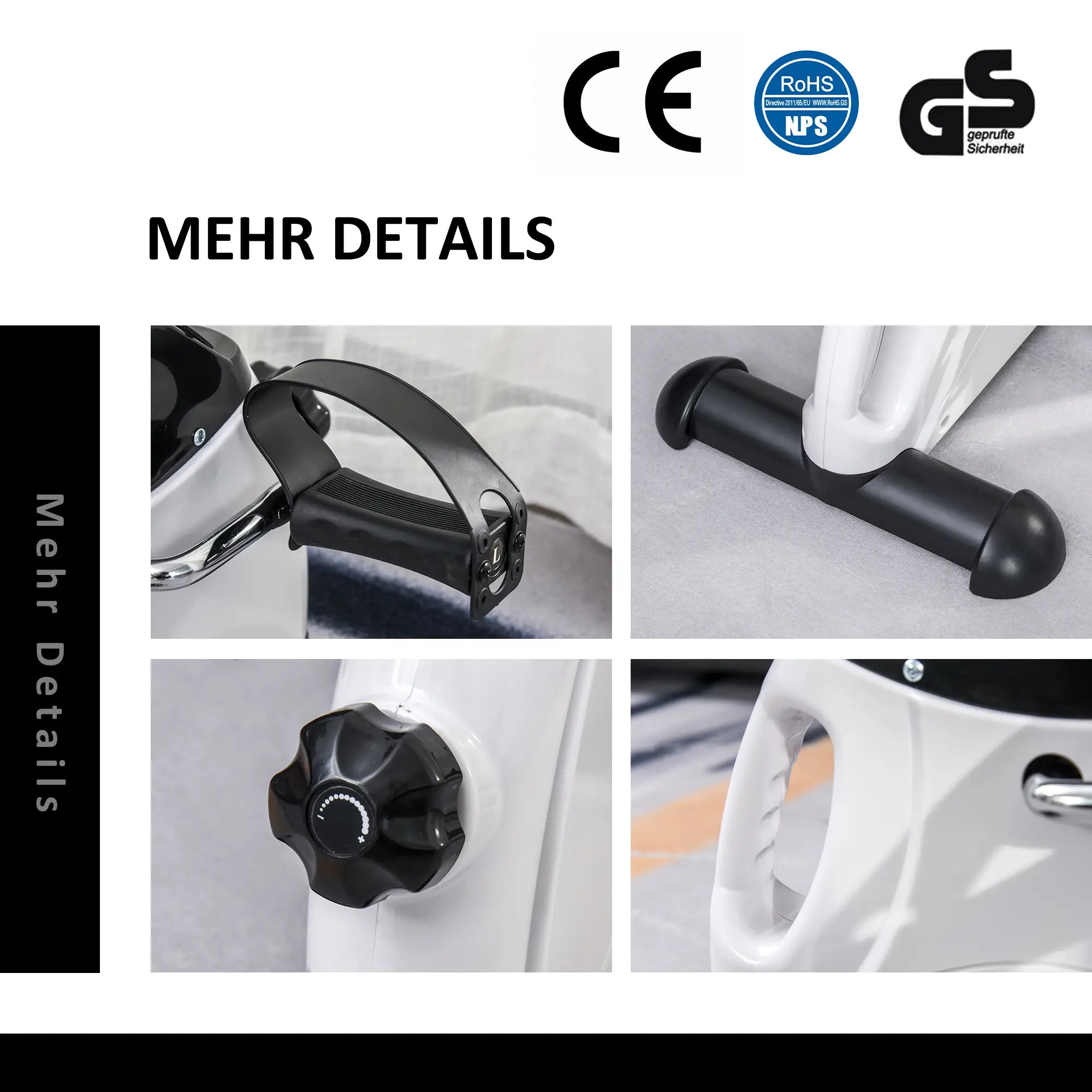 HOMCOM Mini Heimtrainer Fitnessbike Pedaltrainer mit LED Display 5 Modelle Arm und Beintrainer Fitnessgerät Hometrainer für Senioren Zuhause Heim Büro 40 x 39 x 29 cm Weiß