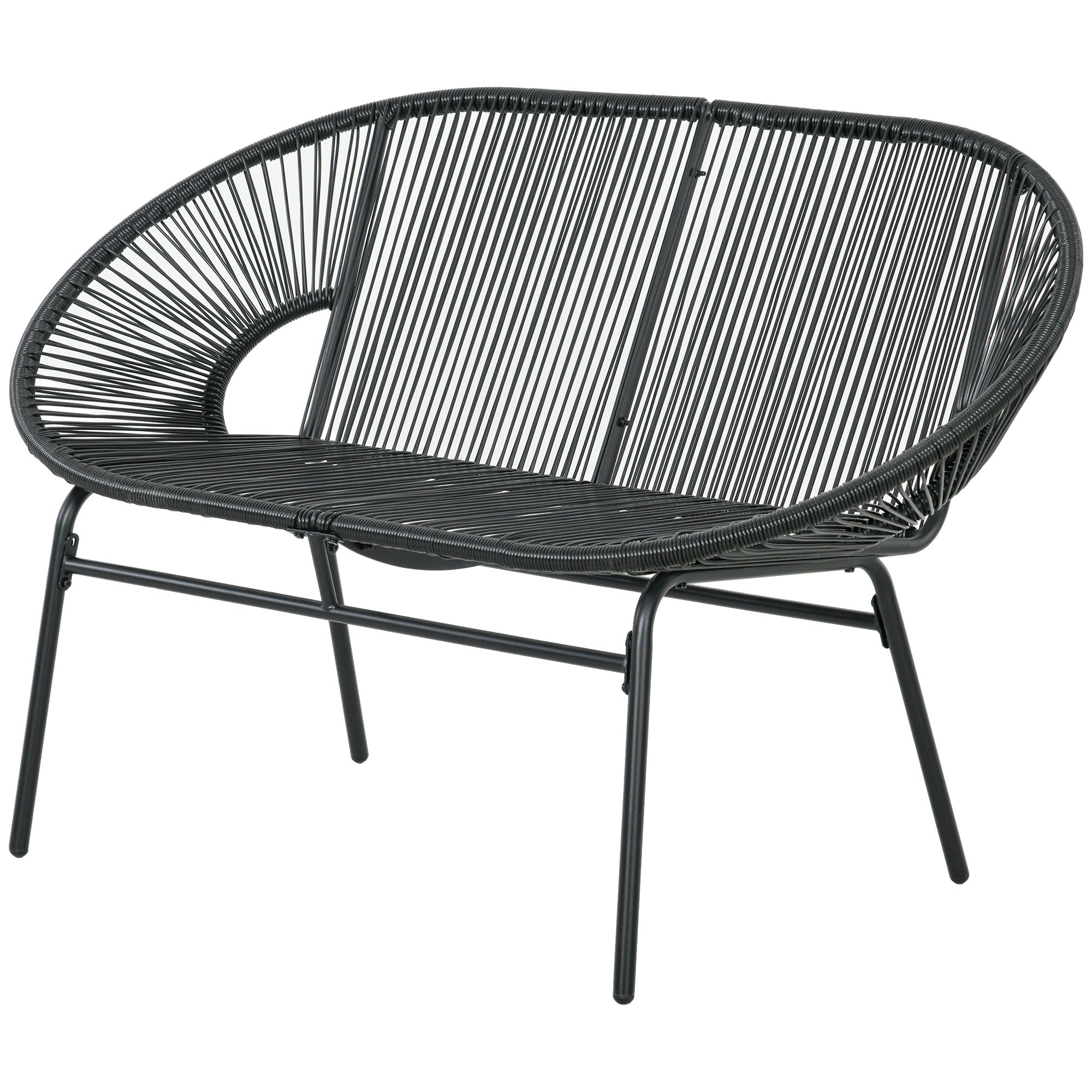 Outsunny Polyrattan Gartenbank 2-Sitzer Outdoor Balkon wetterfest