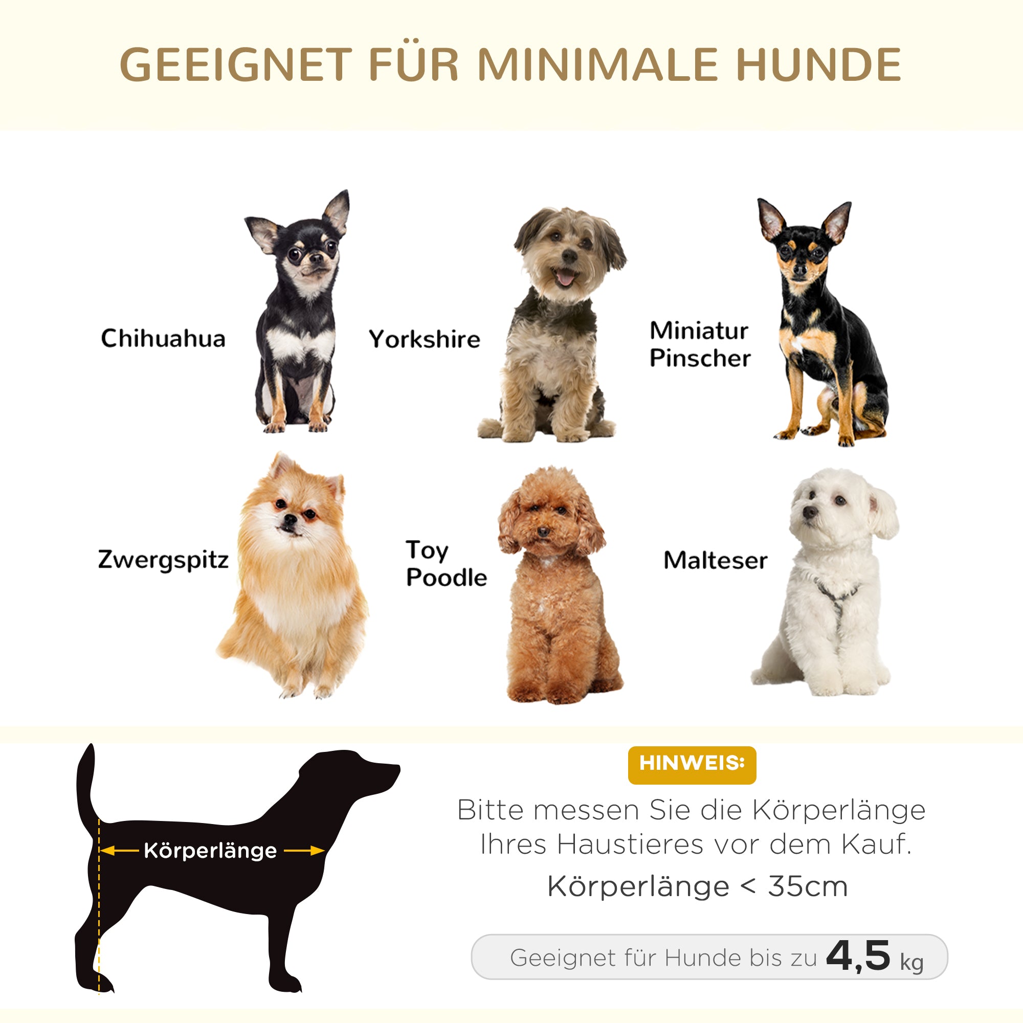 PawHut Haustiersofa Hundematte Hundebett Hundesofa Hundecouch Katzen Sofa mit Kissen Rückentasche Plüsch Schaumstoff Kiefernholz Cremeweiß 70 x 47 x 30 cm