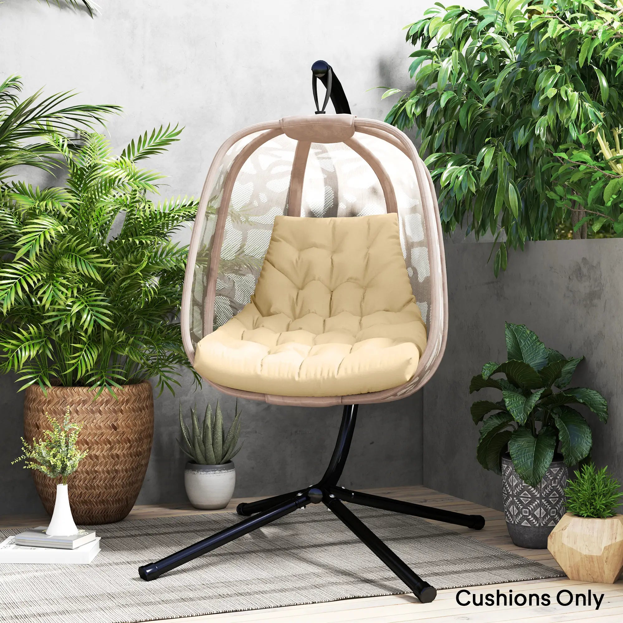 Outsunny Sitzkissen, Außensitzkissen für Hängekorb und Schaukelstühle, Outdoor-Polsterkissen, Beige