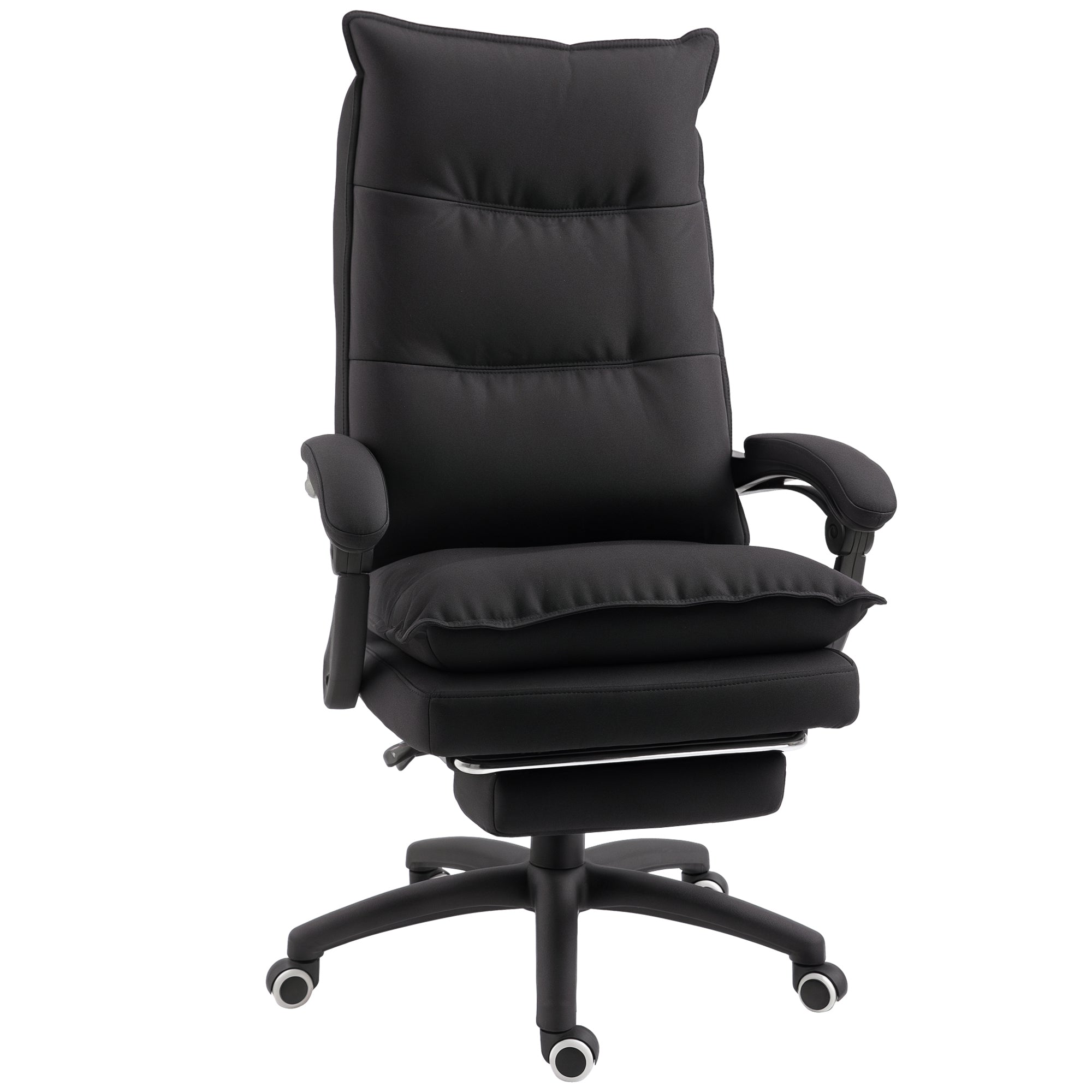 Vinsetto Bürostuhl mit Massagefunktion, Ergonomischer Schreibtischstuhl mit Liege- & Drehfunktion, mit Fußstütze, Schwarz