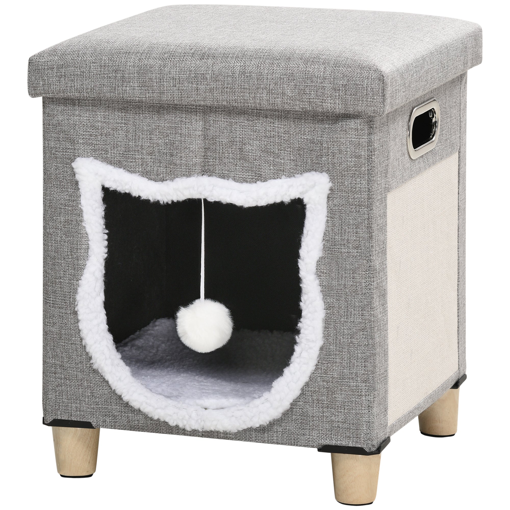 PawHut Katzenhöhle, Katzenhaus, inkl. Spielball, waschbares Kissen, 35,5 cm x 35,5 cm x 42,5 cm