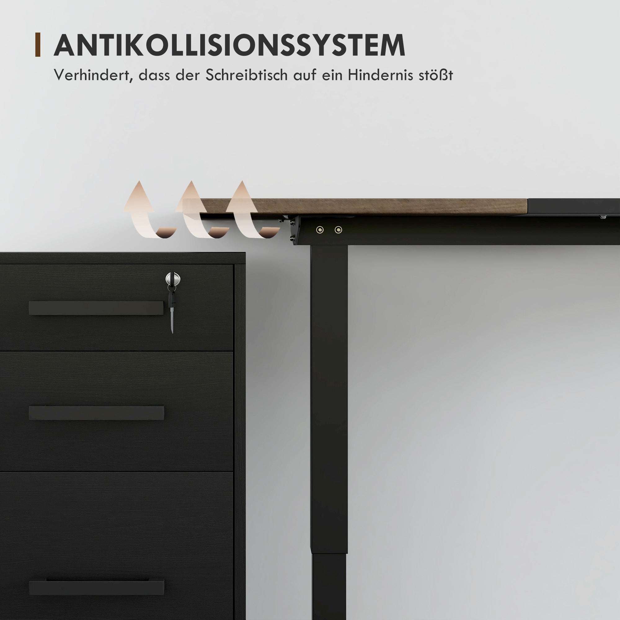 Vinsetto Höhenverstellbarer Schreibtisch Elektrisch 140 x 70 cm Computertisch mit 4 Memory-Steuerung, 4 tlg. Tischplatte, Steh-Sitz Tisch mit Anti-Kollision, Überhitzungsschutz Schwarz