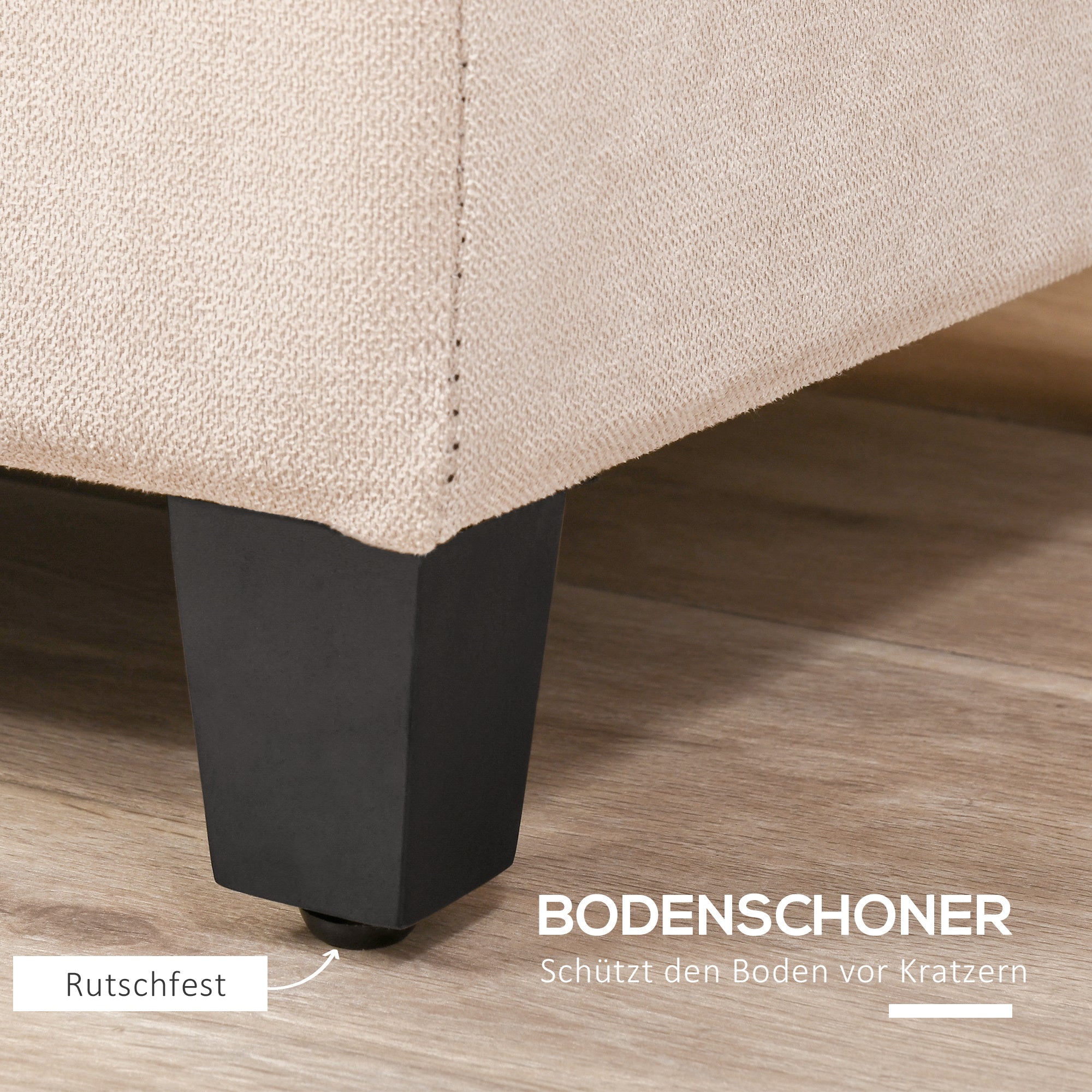 HOMCOM Polsterbank mit Stauraum, Knopfheftung, bis 120 kg, 125 x 49 x 41,5 cm, Beige