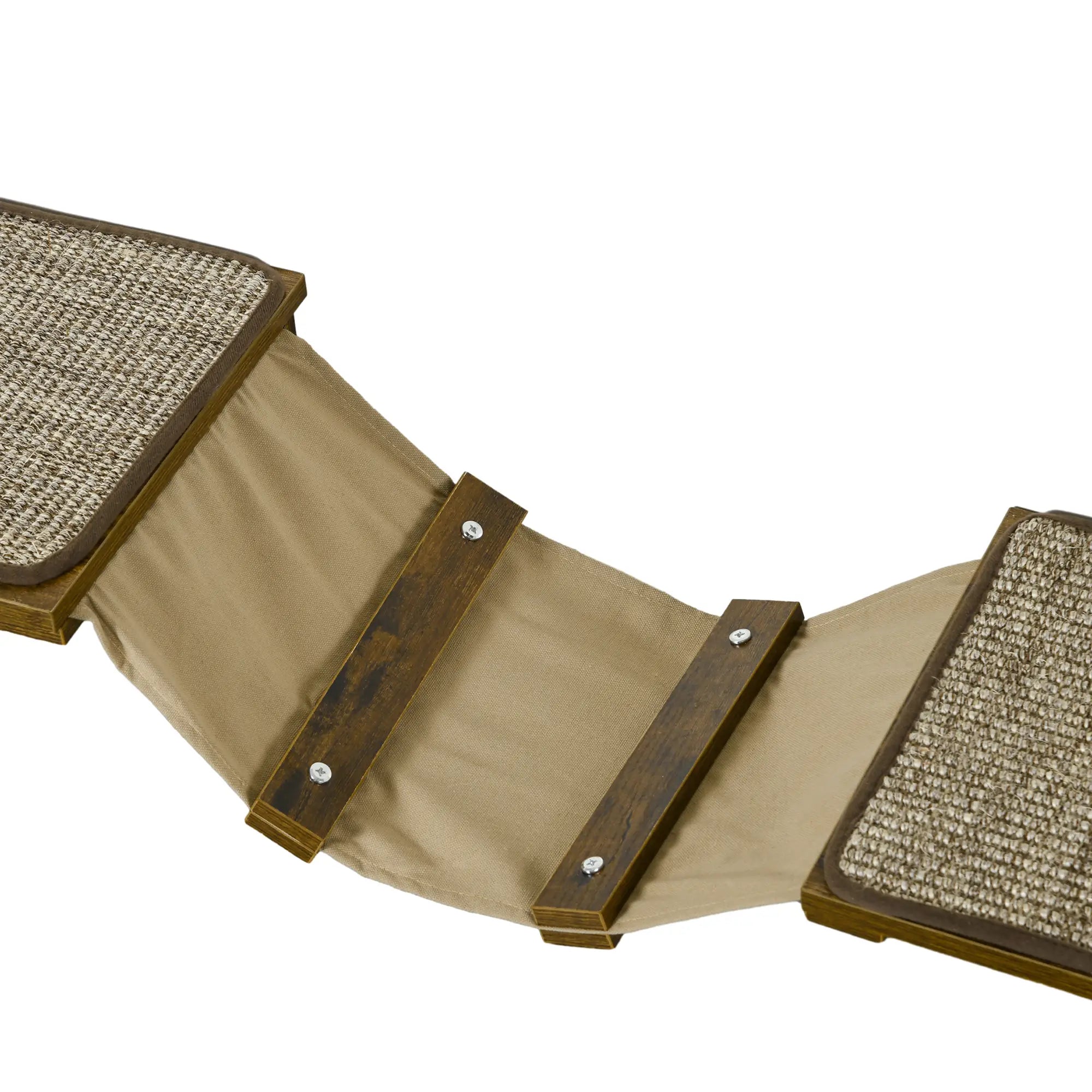 PawHut Katzentreppen-Set, Kletterwand, 8-teilig, bis 8 kg, robust, Braun/Cremeweiß