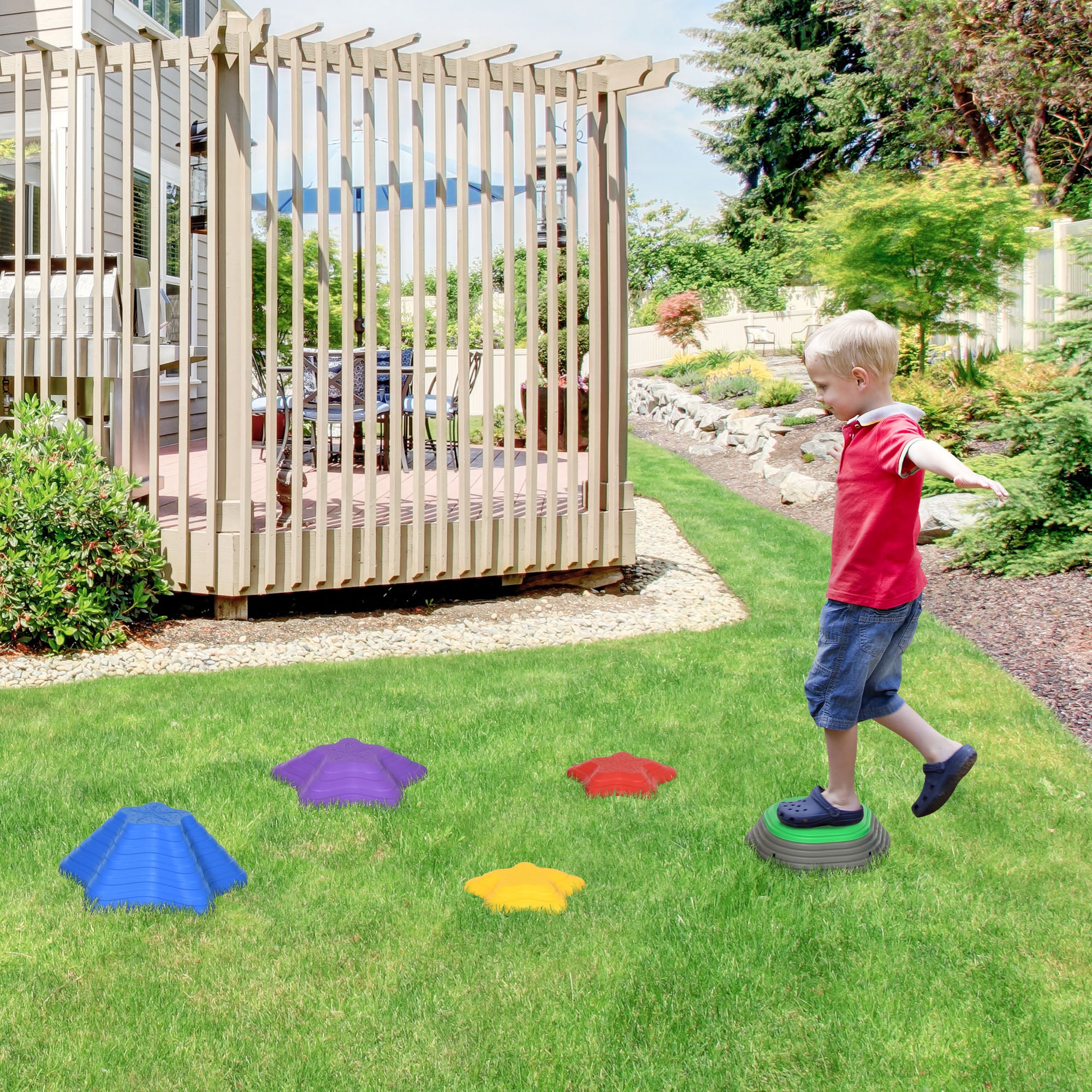 ZONEKIZ Trittsteine-Set für Kinder ab 3 Jahren, 5 Steine, rutschfest, bis 80 kg, Seestern-Design