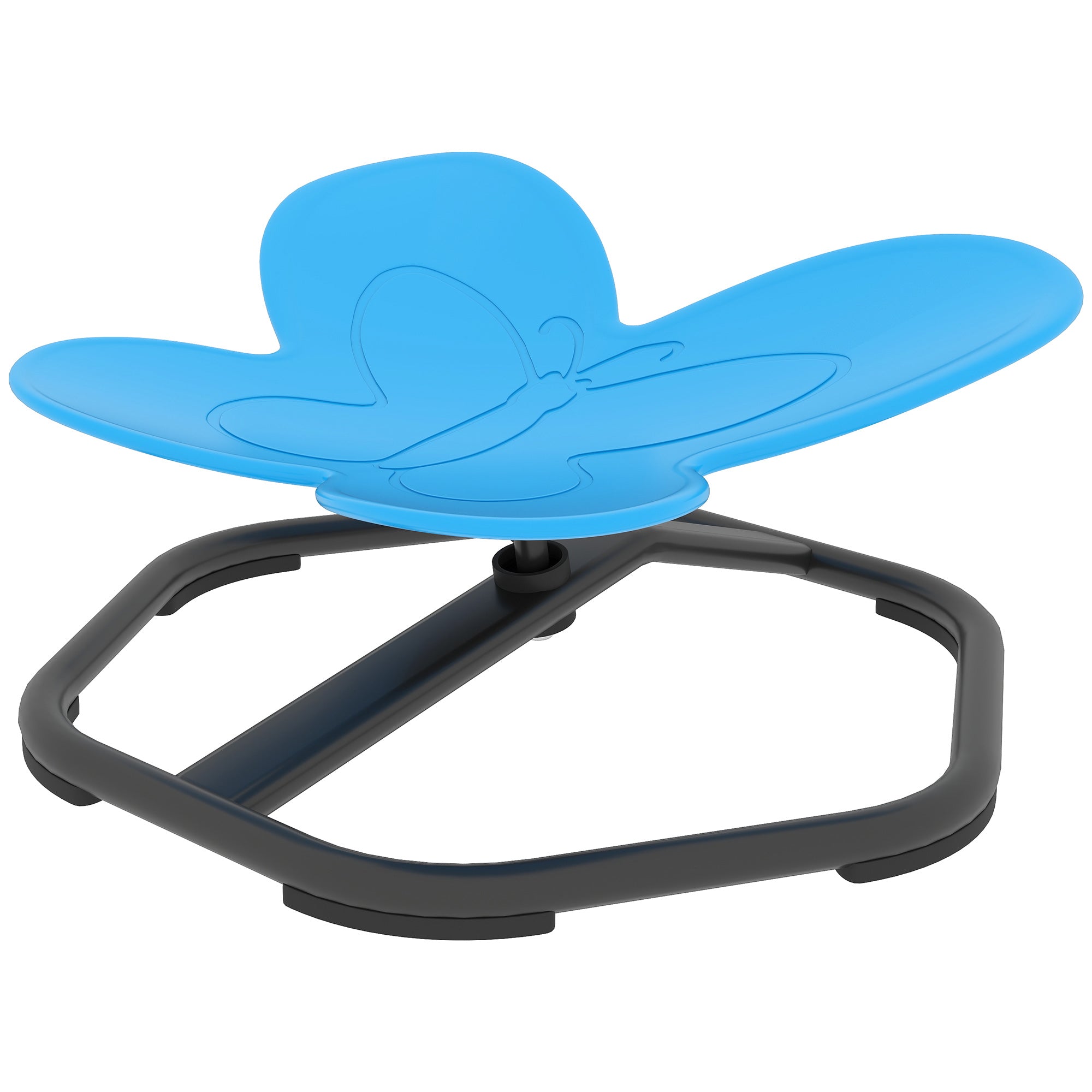 AIYAPLAY Sensorischer Drehstuhl für Kinder, Schmetterlings-Form, fördert Balance und Koordination, Kunststoff, Metall, Blau
