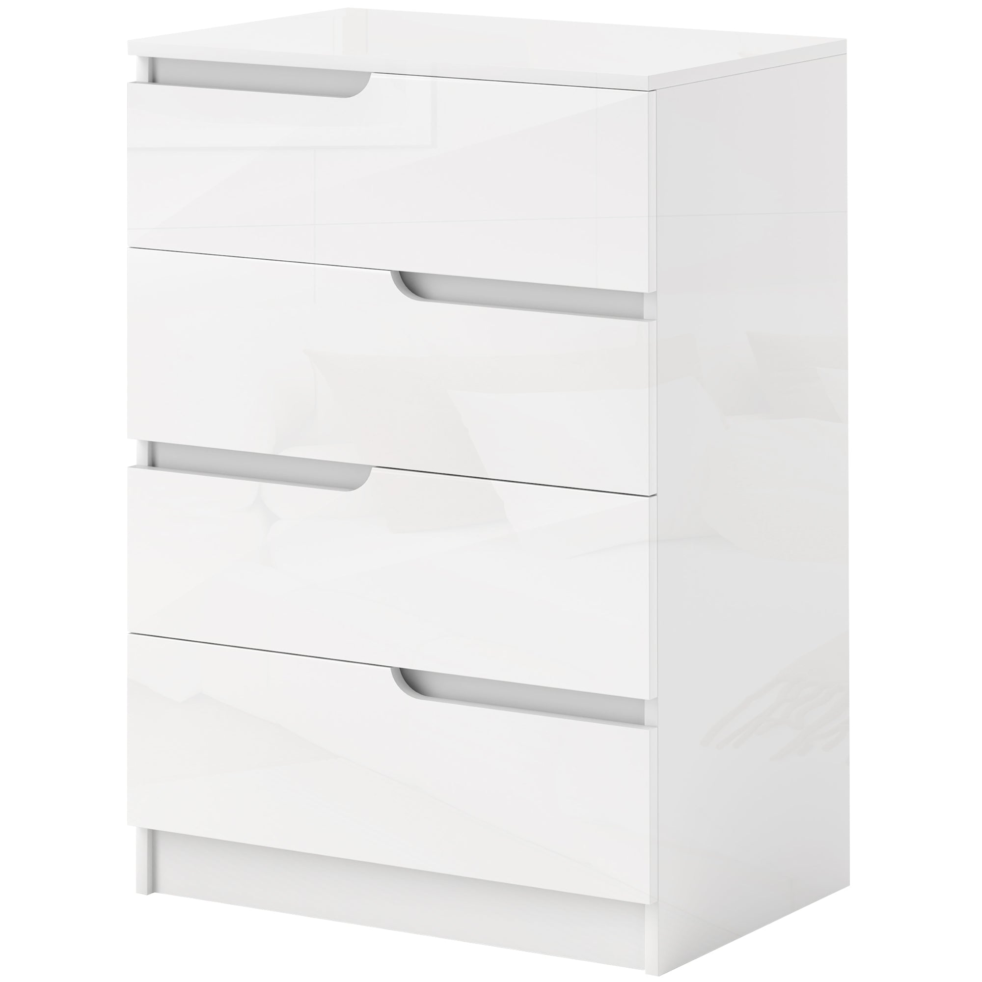 HOMCOM Moderne Kommode, Kleiderschrank, 4 Schubladen, Holz, Kippschutz, Fußpolster, Weiß