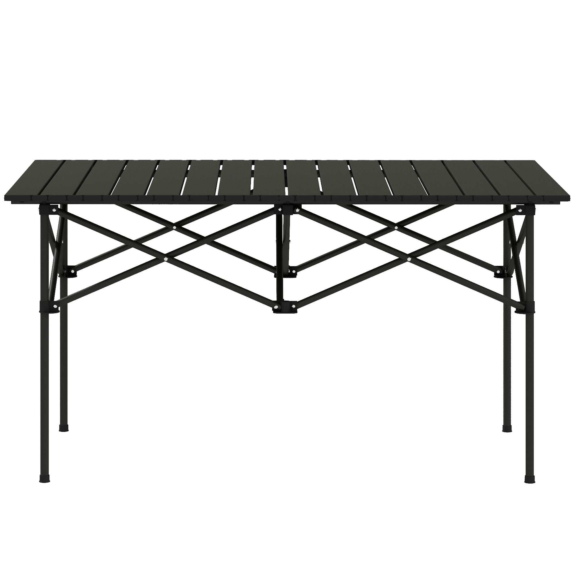Outsunny Campingtisch Klapptisch mit Aufrollbare Tischplatte Gartentisch aus Aluminium 2 Personen 95 x 55cm Schwarz