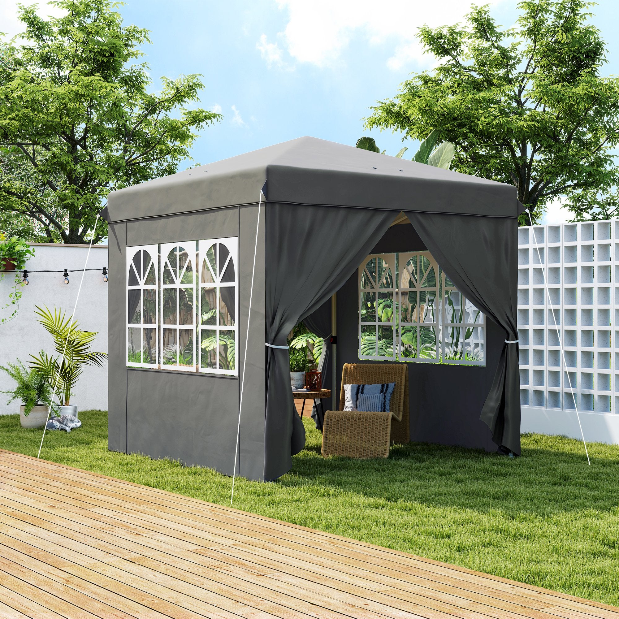 Outsunny Faltpavillon 2,5x2,5?m UV-Schutz 50+ mit Seitenteilen