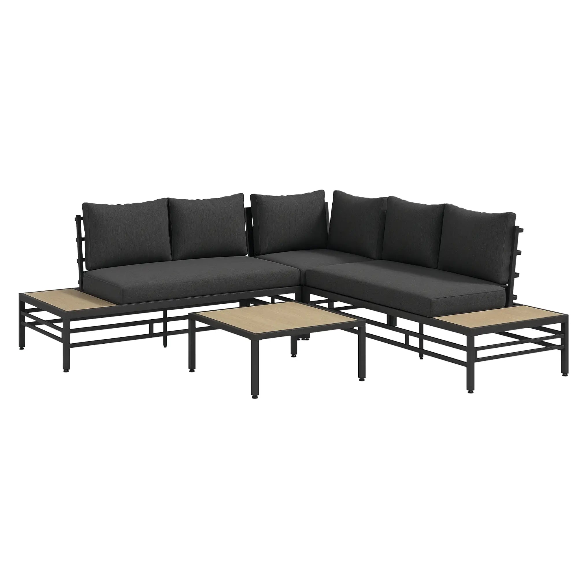 5-tlg. Gartenlounge-Set mit Sofa & Tisch, Grau