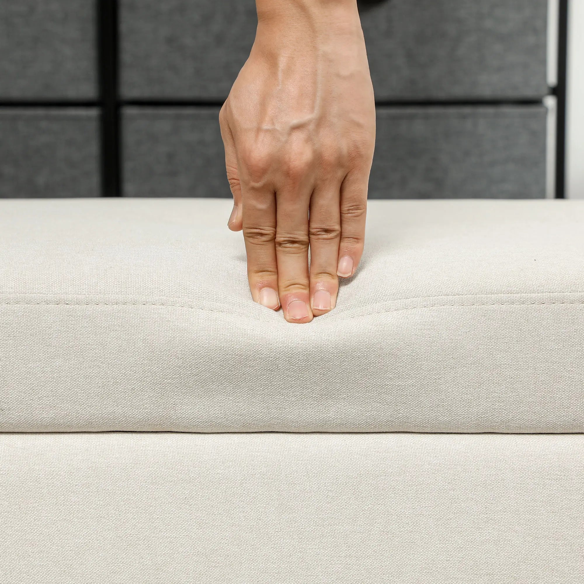 HOMCOM Sitzbank mit Stauraum und Tablett cremeweiß