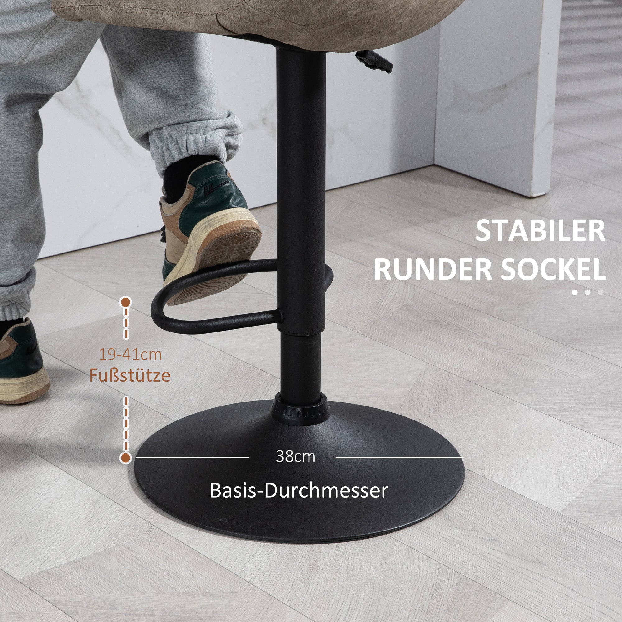 HOMCOM Barhocker im 2er-Set, Retro-Design, höhenverstellbar, drehbar, Kunstleder, 42 x 48 x 91-112 cm, Beige