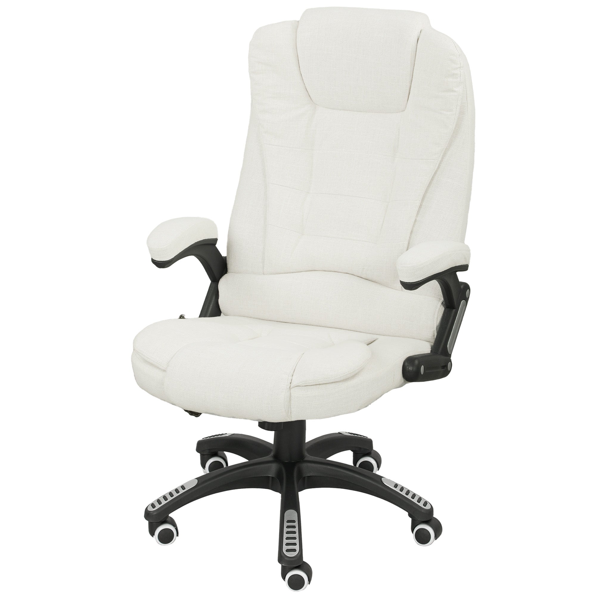 Vinsetto Ergonomischer Schreibtischstuhl mit Massagefunktion, 68 x 72 x 110120 cm, Cremeweiß