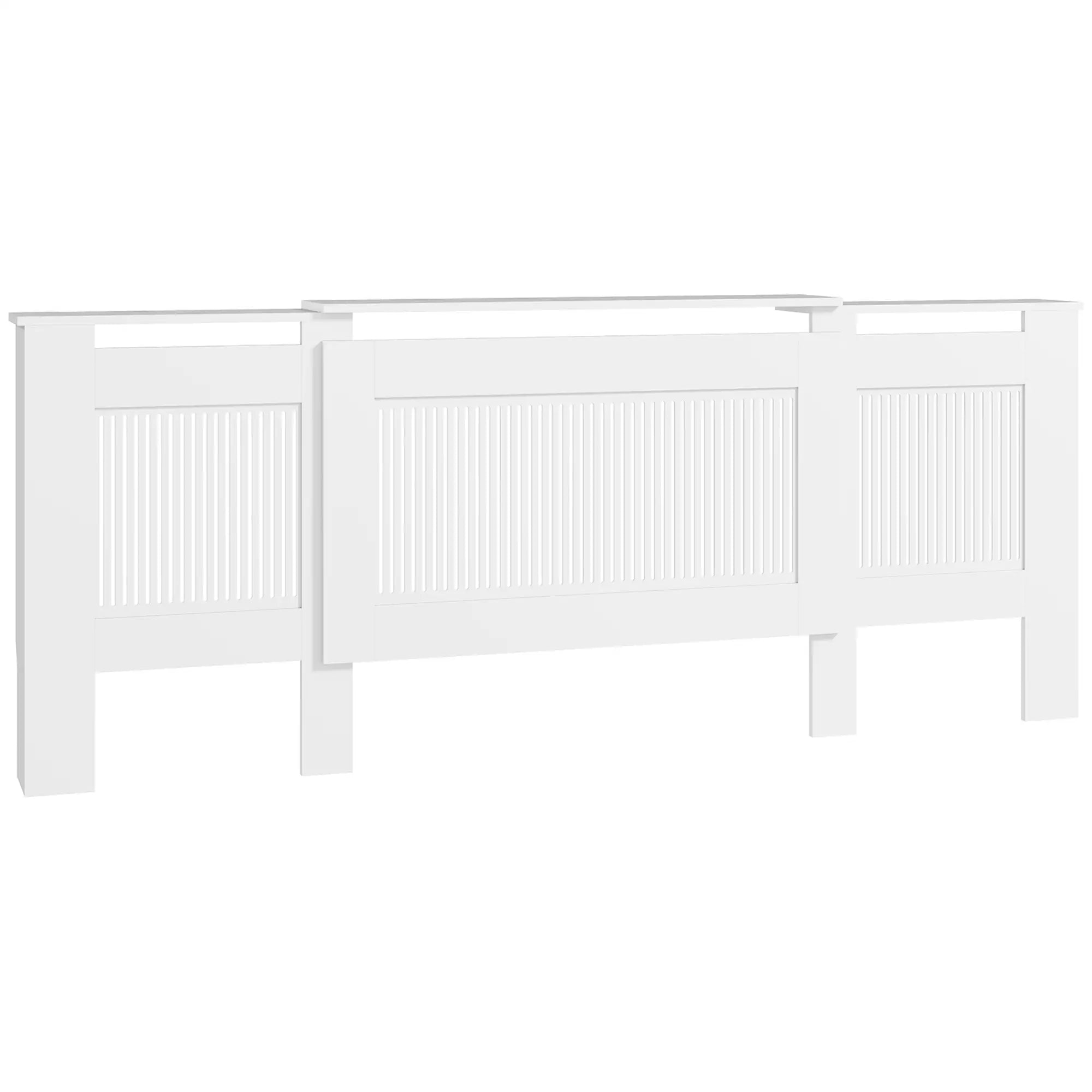 HOMCOM Heizkörperverkleidung, Lamellendesign, verstellbare Länge 125-201 cm, MDF, Weiß