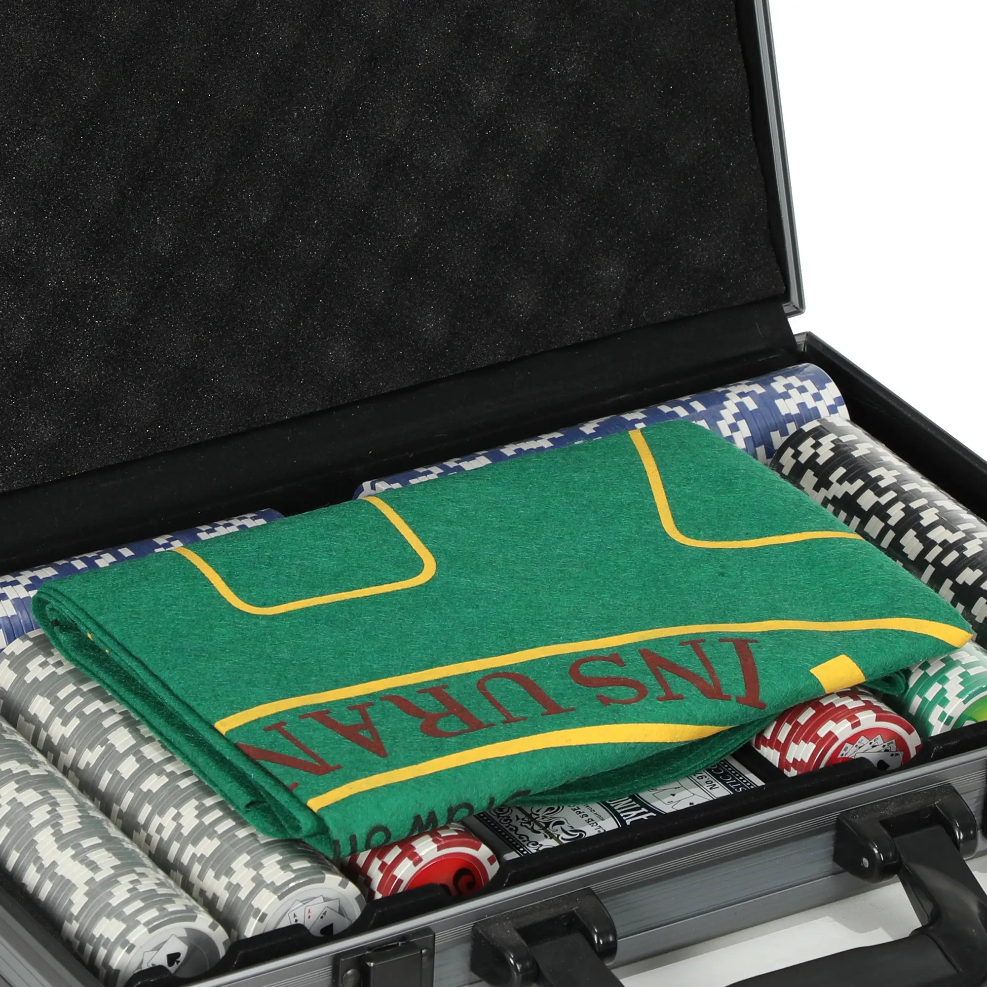 SPORTNOW Poker-Set, Pokerkoffer, 400 Chips, 2 Kartendecks, 5 Würfel, Dealer-Scheibe, Unterlage