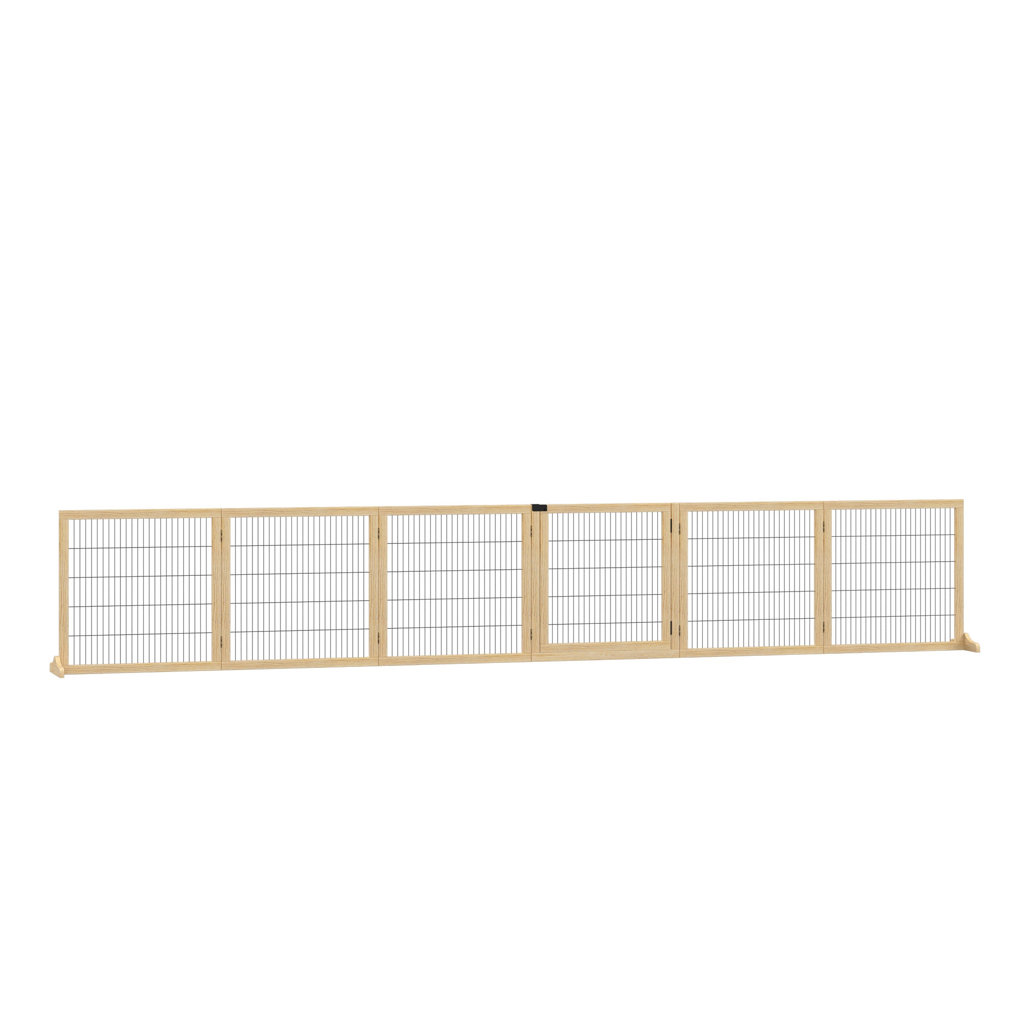 PawHut Haustiergitter Absperrgitter für Hunde, Kiefernholz, klappbar 432 x 36 x 70c m, Natur