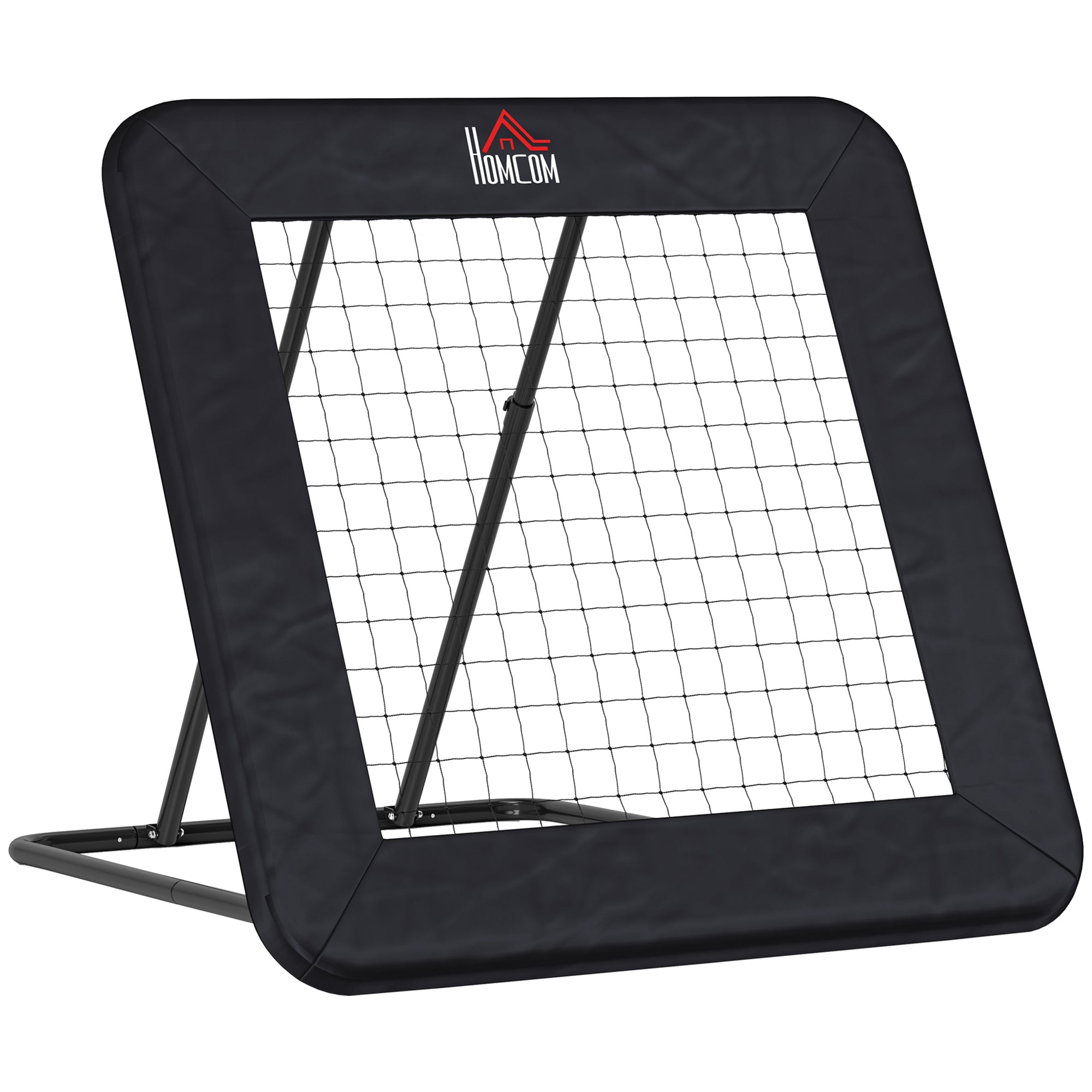 HOMCOM Rebounder für Fußball, Prellwand mit Schutzkante Heringen, verstellbar in 5 Stufen, tragbares Rebound, Fußballtor für Jugendliche, Rückprallwand für Handball Training 128x118x120cm, Schwarz