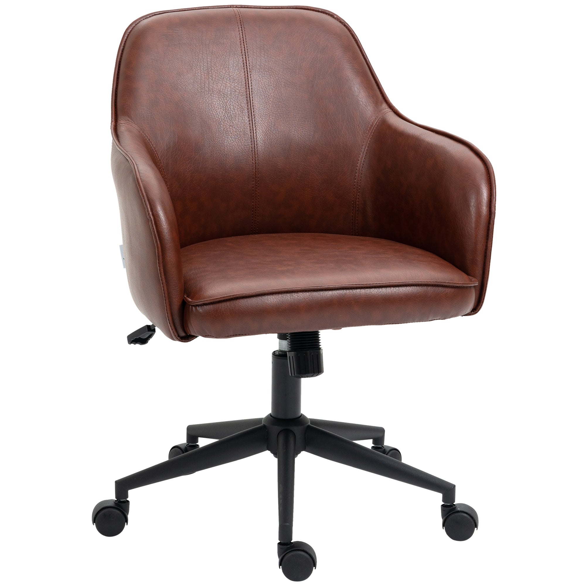 Vinsetto Bürostuhl, höhenverstellbar, Drehfunktion, 58,5 cm x 62 cm x 91 cm, Braun