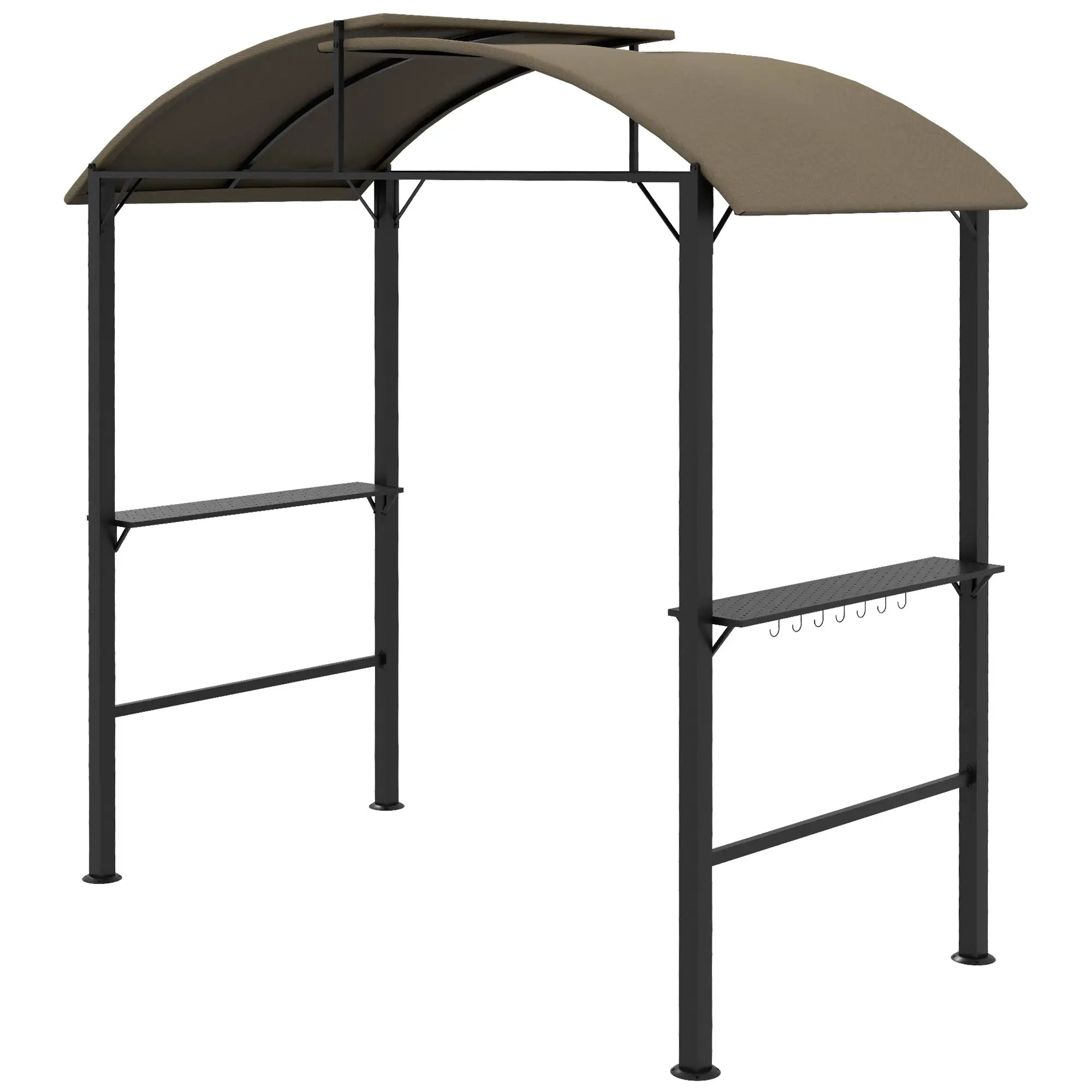 Outsunny Grillpavillon, 2 Seitenablagen, Haken, Stahlrahmen, 1,1 x 2,3m, Khaki