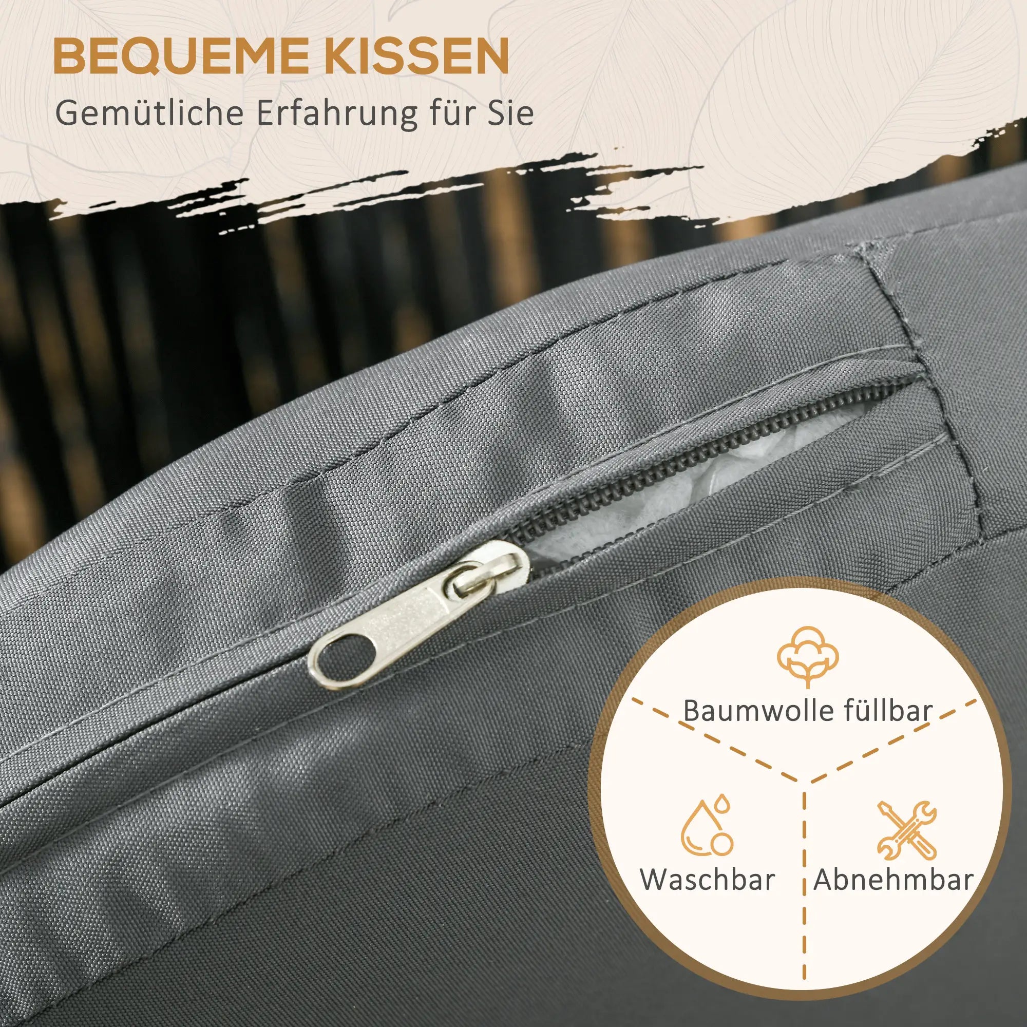 Outsunny Outdoor Stühle, 2-er Set, Boho-Design, Sitz- und Rückenkissen, bequeme Sitzschale, Metallrahmen, Schwarz