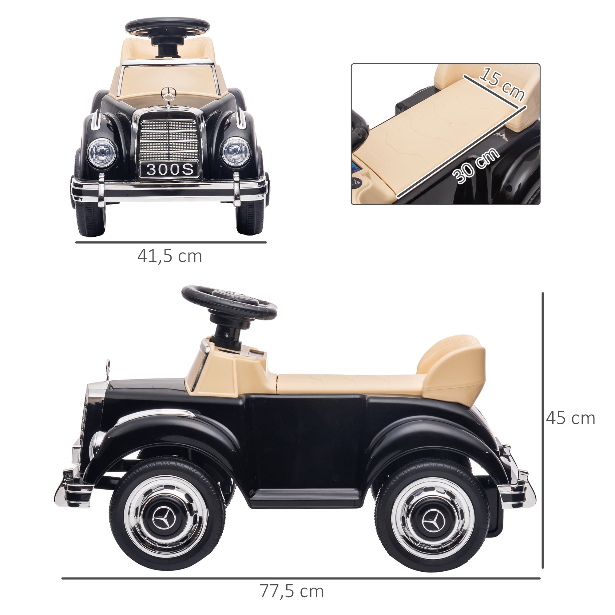 AIYAPLAY Rutscher Kinderauto Mercedes Benz Design 300 S Design, Schwarz