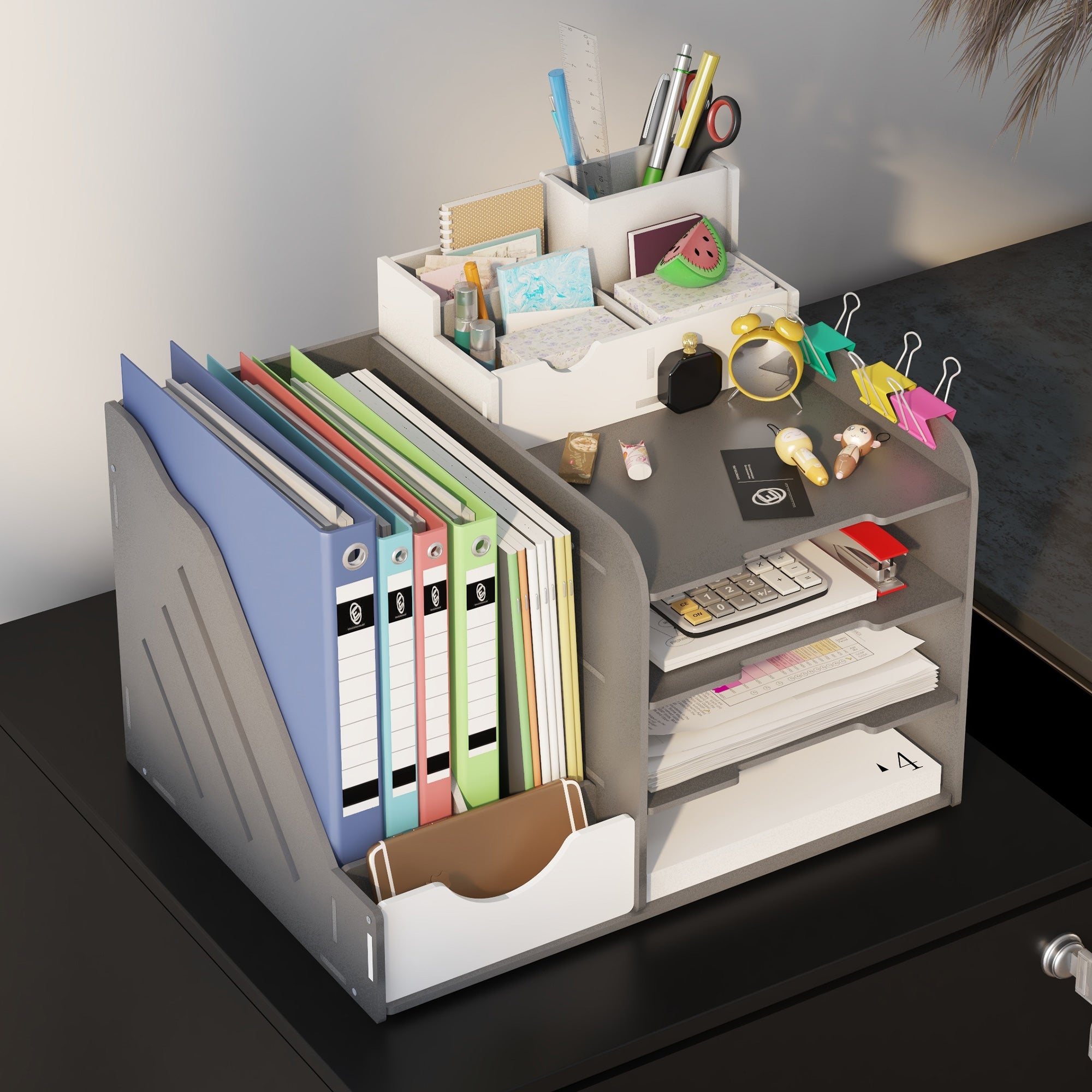 Vinsetto Rollcontainer Aktenschrank, 2 Schubladen, abschlie߭bar, rollbar, 37 cm x 43,5 cm x 67,5 cm, Schwarz