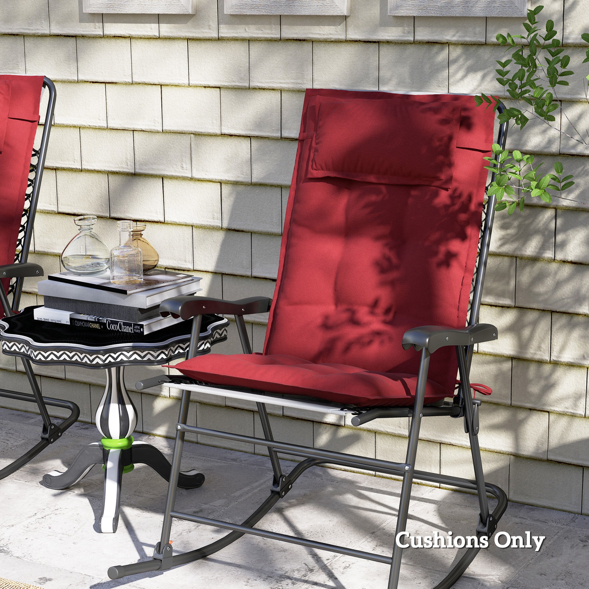 Outsunny 2er Set Auflage für Sonnenliege Wasserabweisend Liegenauflage für Gartenliege Polsterauflage 50x116x5 cm, Weinrot