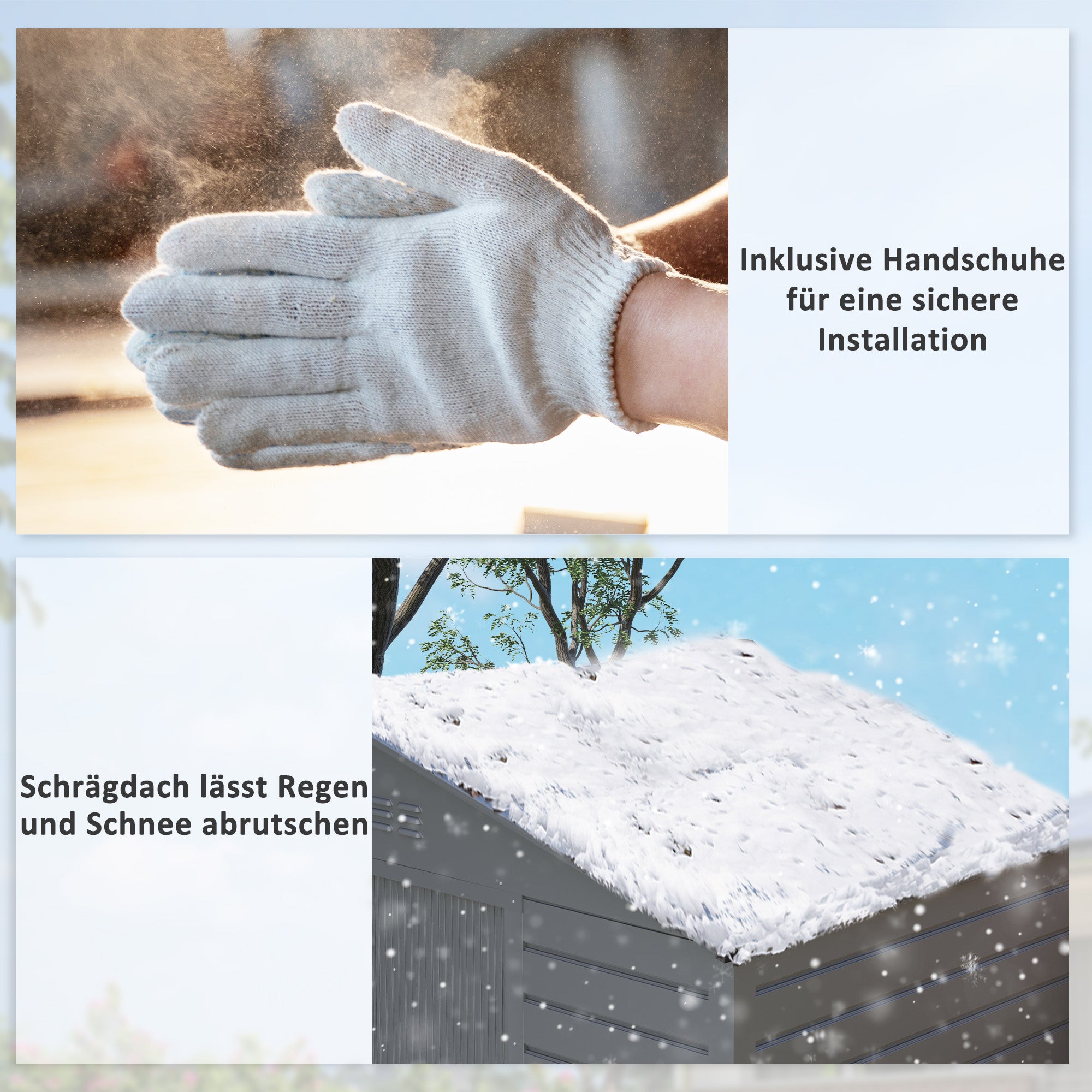 Outsunny 2,43 ㎡ Gerätehaus, 213 x 131 x 192 cm Geräteschuppen mit Satteldach, Abschließbare Schiebetür, wetterfest, Grau