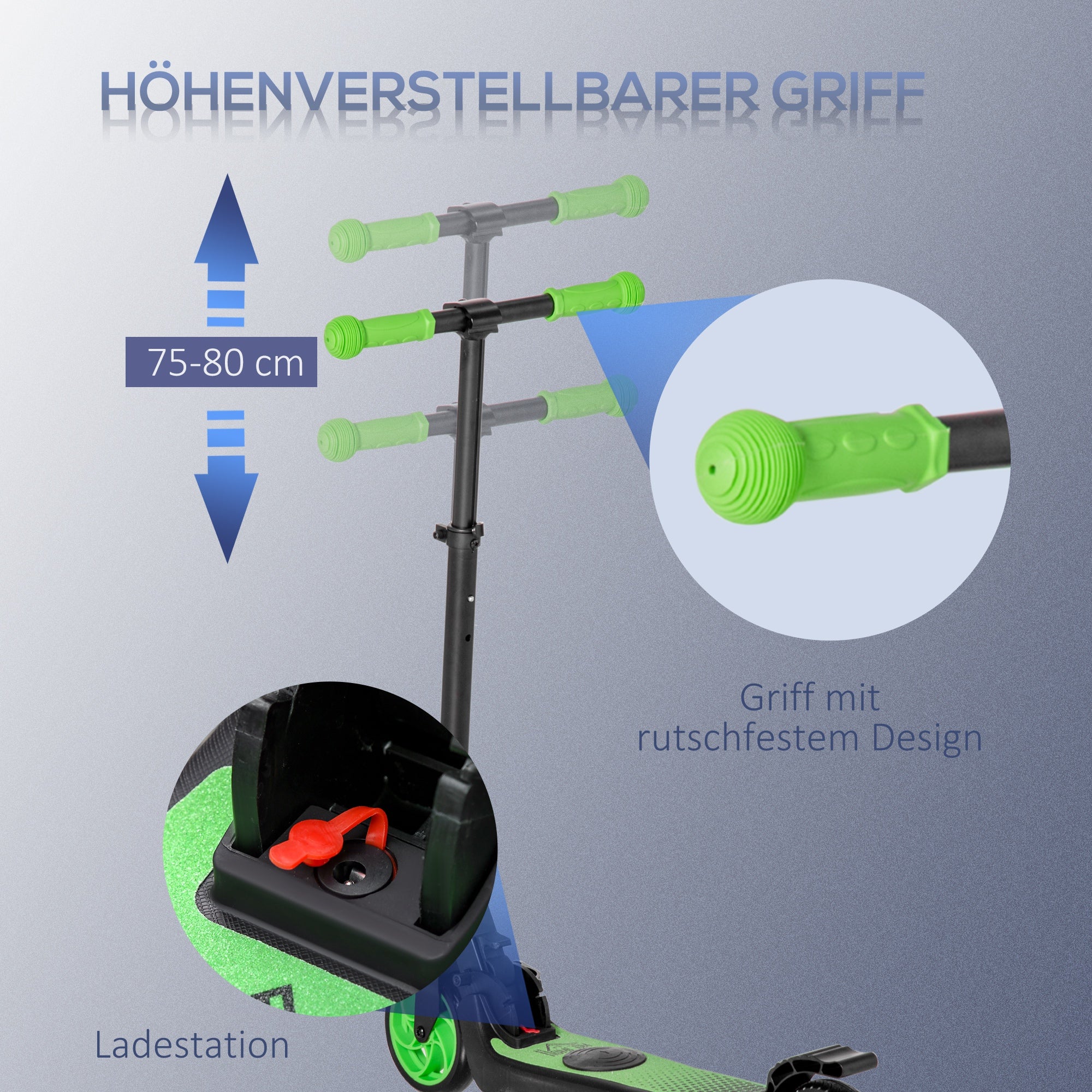 HOMCOM E-Scooter Elektro Scooter 120W Motor 6 km Reichweite max. 8 km/h Elektroroller ab 6 Jahren Grün+Weiß