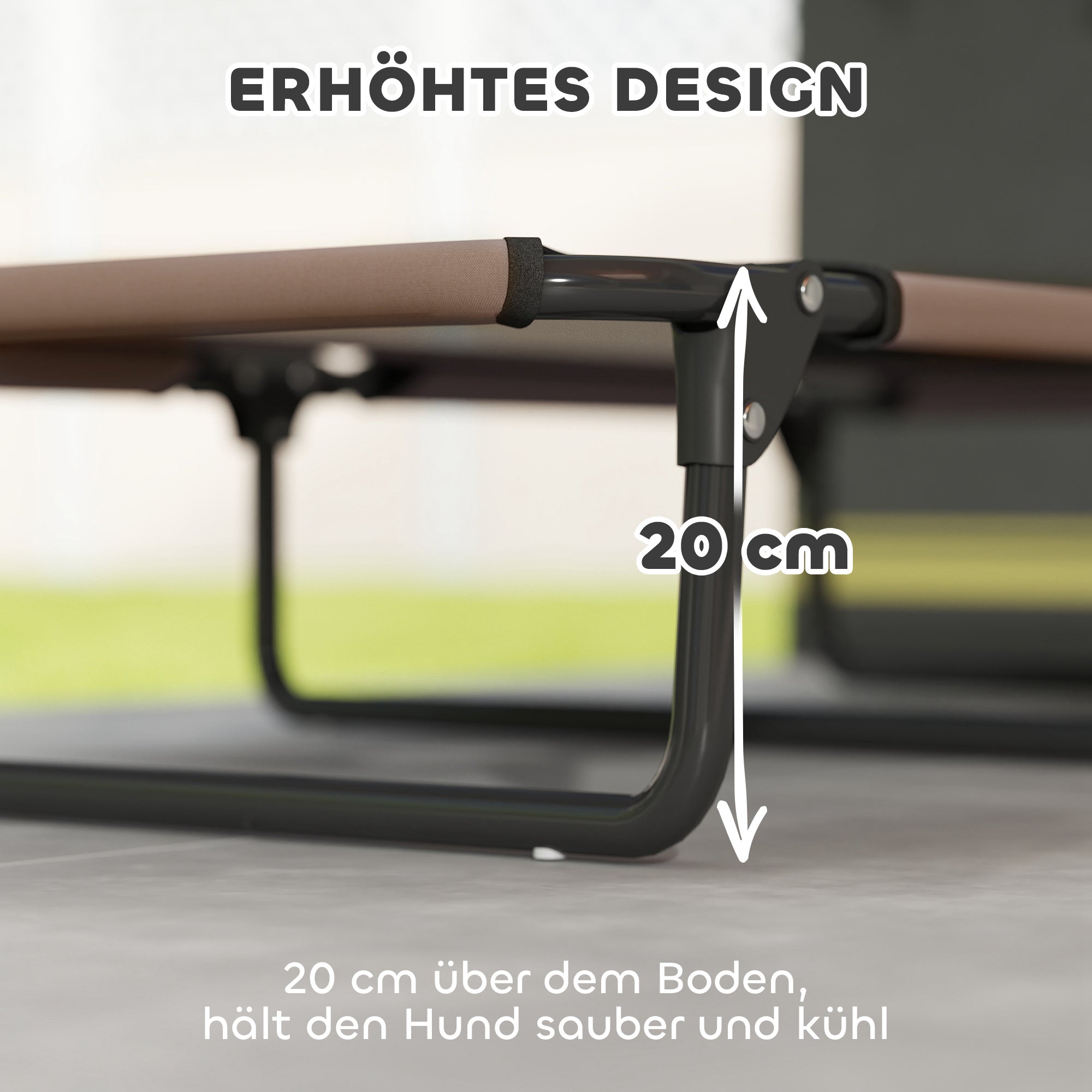 PawHut Tragbares erhöhtes Hundebett, erhöhtes Haustierbett mit atmungsaktivem Netz, für große Hunde, Kaffee