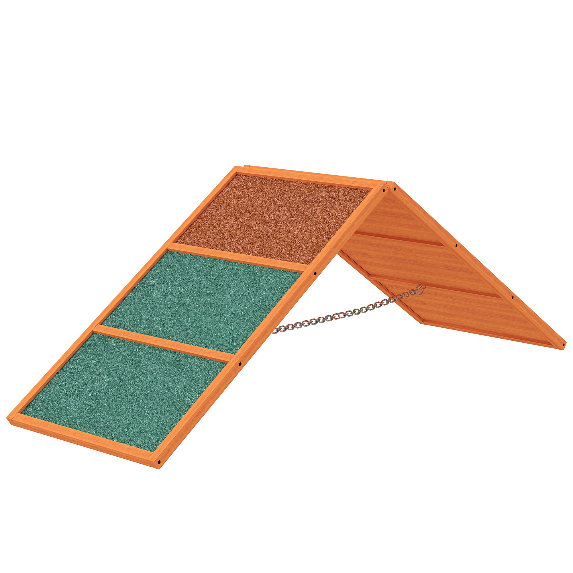 PawHut Agility Hunderampe, klappbar, verstellbare Höhe, rutschfest, Tannenholz, bis 40 kg, 173 x 59 x 66 cm, Orange/Grün