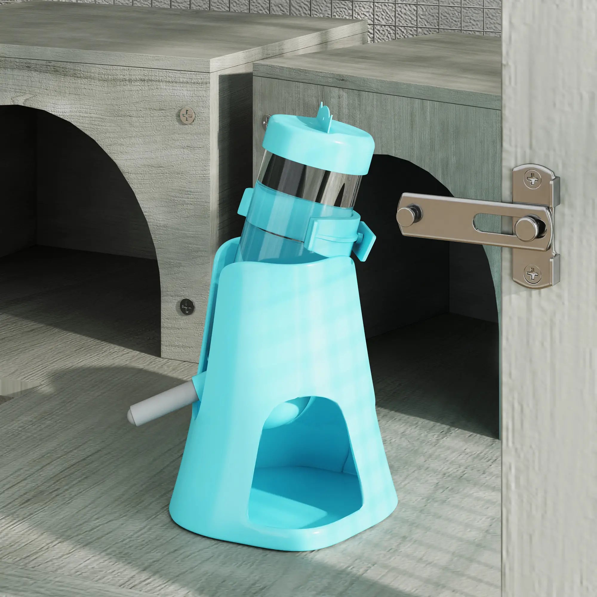 PawHut 4-stufiger Hamsterkäfig aus Holz, mit Hütten, Wippe, Futterschalen, Rampen, Rollen, 65 x 45 x 109 cm, Grau