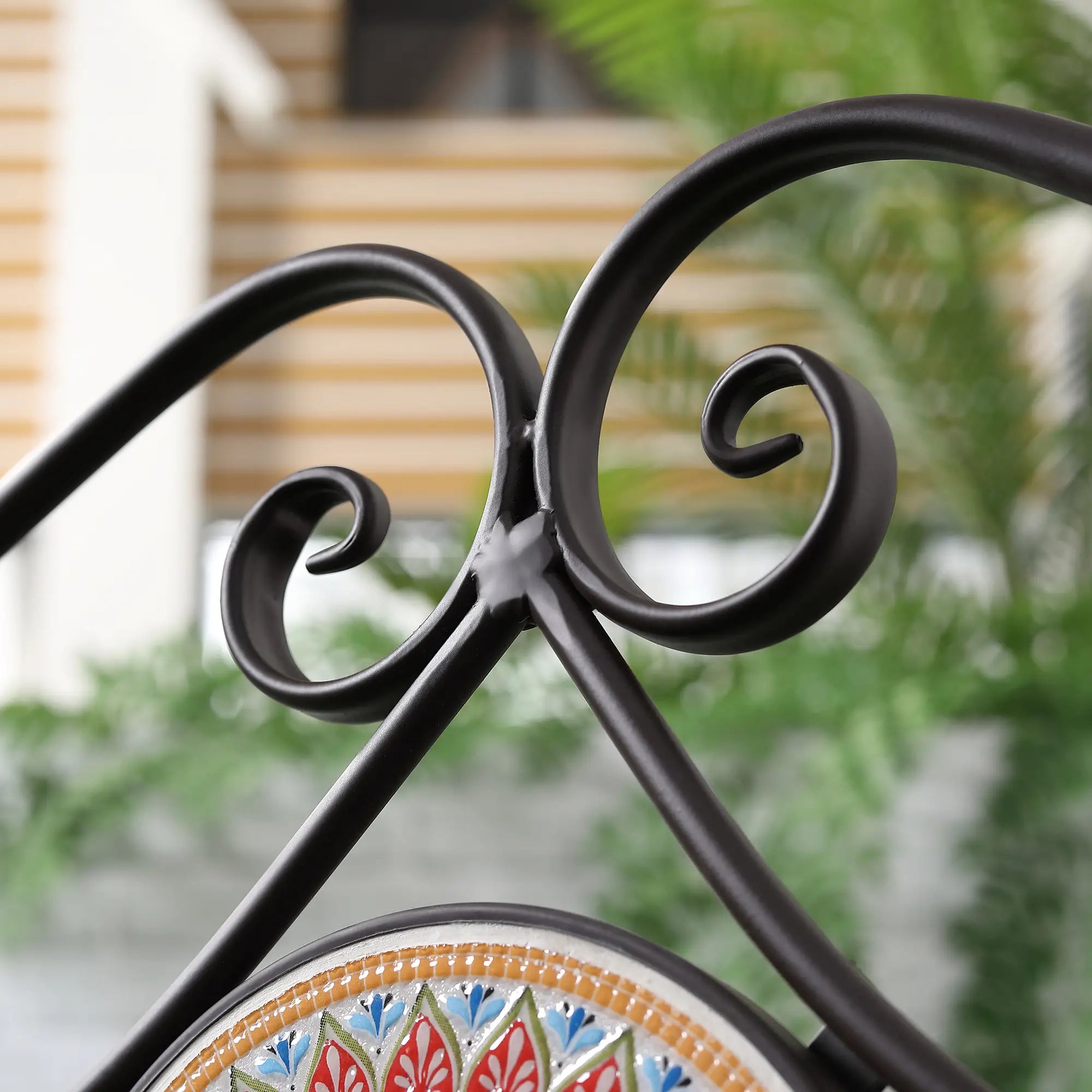 Outsunny Gartenbank im Vintage-Design, 2 Sitzer, wetterbeständig, mit Mosaiksteinen, 121 cm x 52 cm x 93 cm, Mehrfarbig