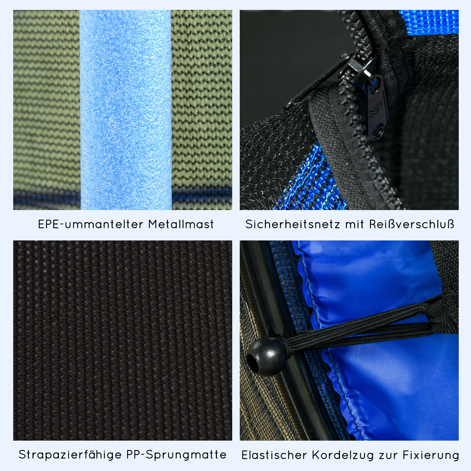 HOMCOM Trampolin für Kinder, Ø163 cm, mit Sicherheitsnetz, In- und Outdoor, Belastung bis 50 kg, Stahl, Kunststoff, Blau