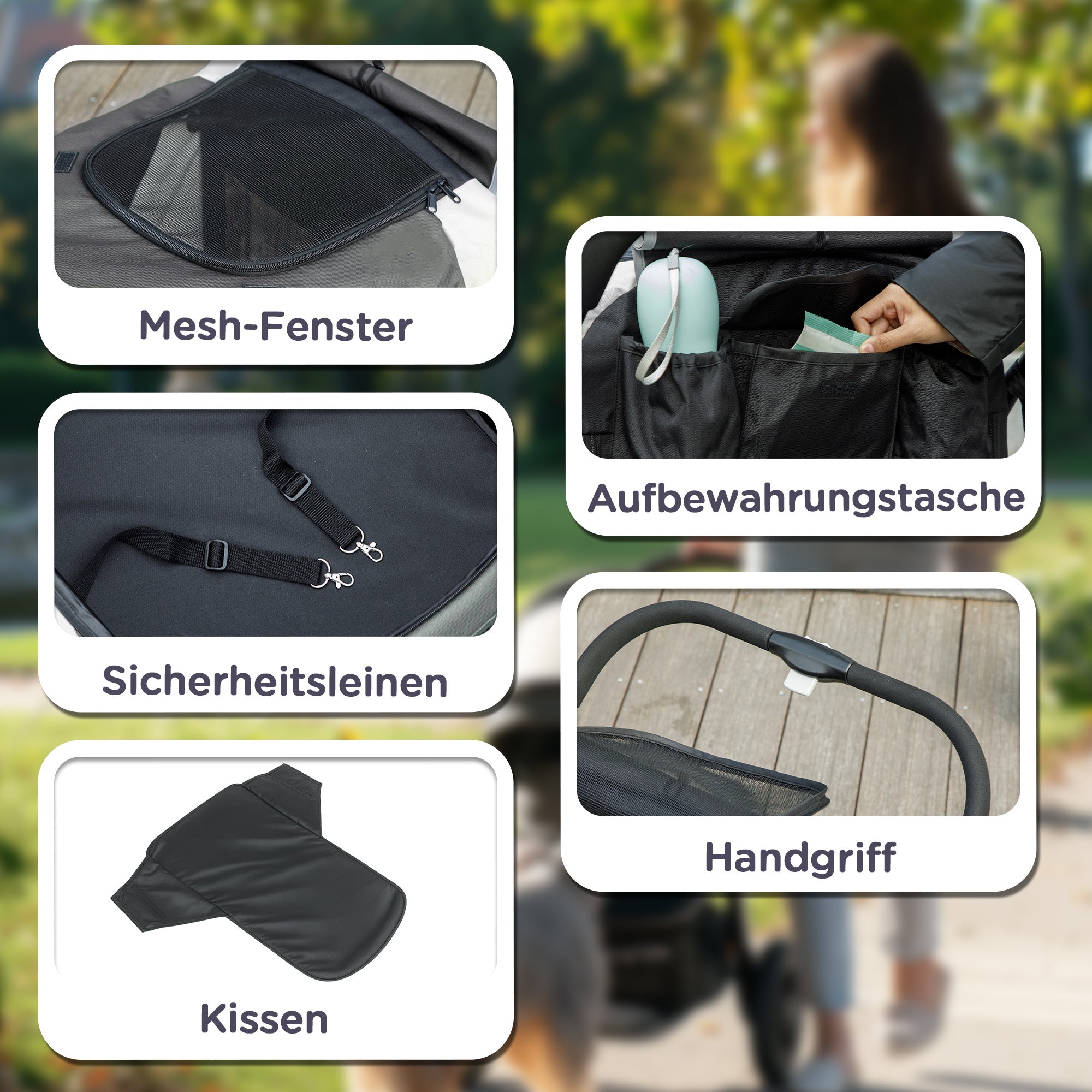 PawHut Hundewagen, Faltbarer Hundebuggy für große Hunde, Haustierwagen mit 4 Rädern, Sicherheitsleinen, Bremsen, Dunkelgrau