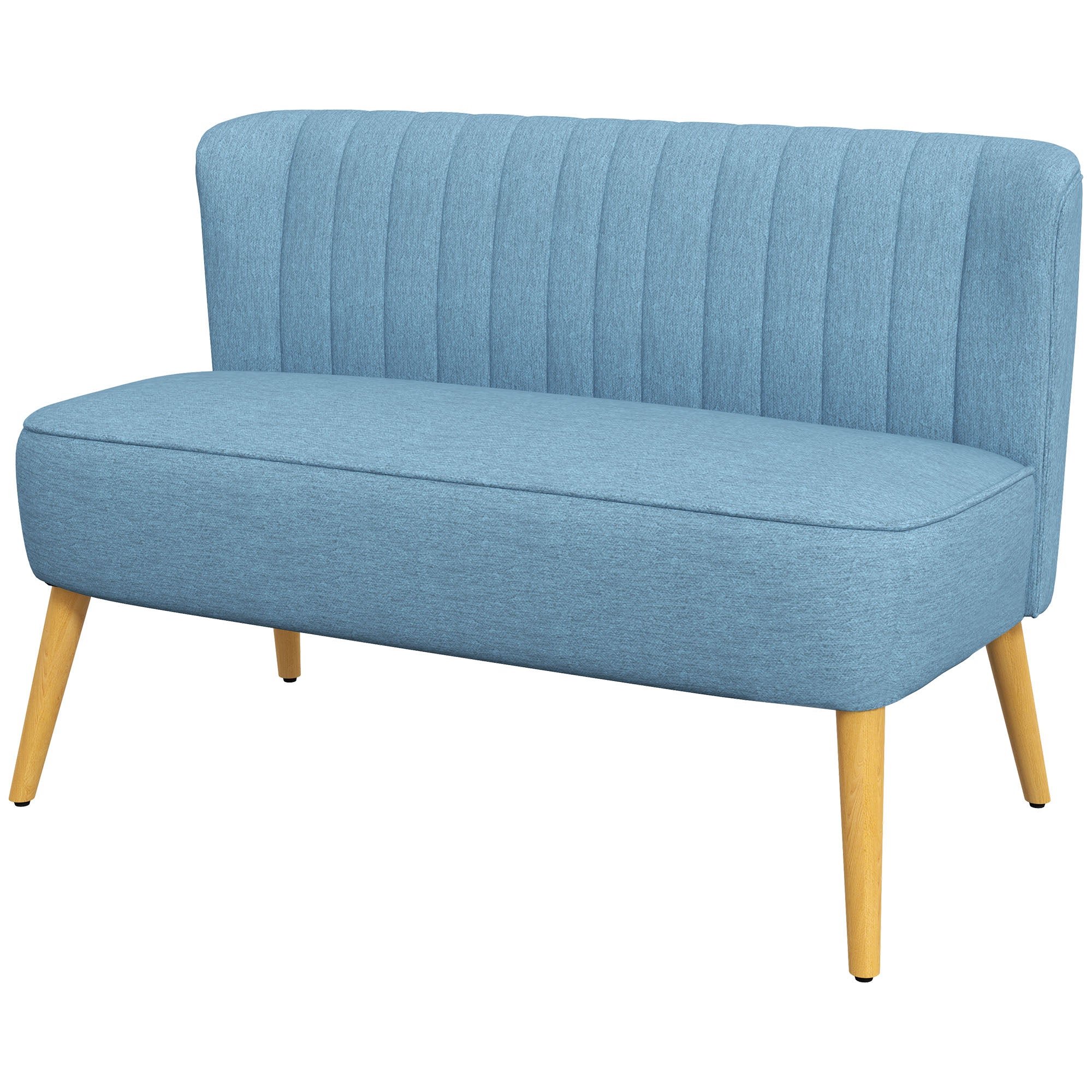 HOMCOM 2-Sitzer Sofa im Retro-Look, weiche Polsterung, pflegeleichter Bezug, bis 150 kg, 117 x 56,5 x 77 cm, Blau