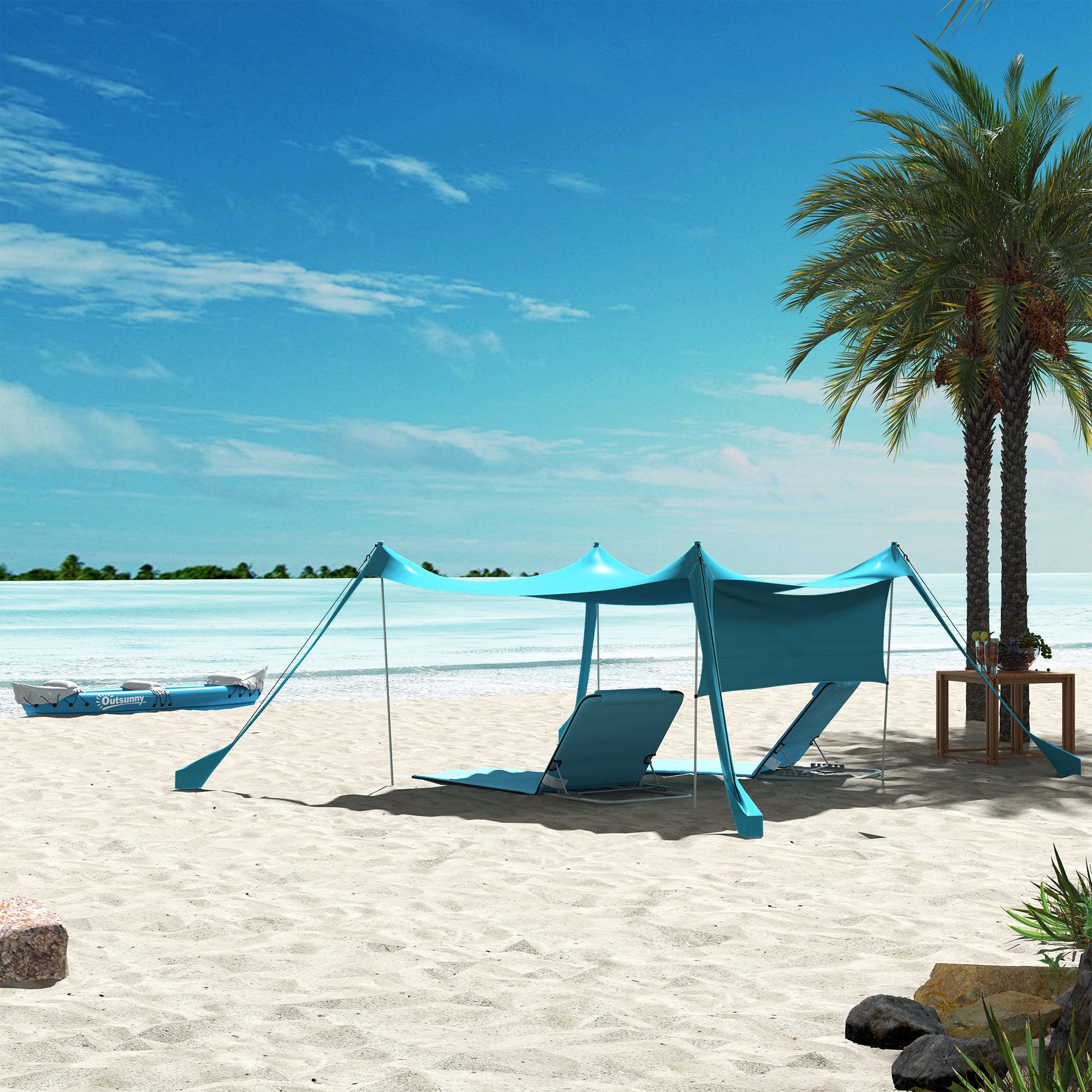 Outsunny Sonnensegel, wasserdicht, anpassbar, leicht, faltbar, Stahlstützen, 3x3x2m, Himmelblau