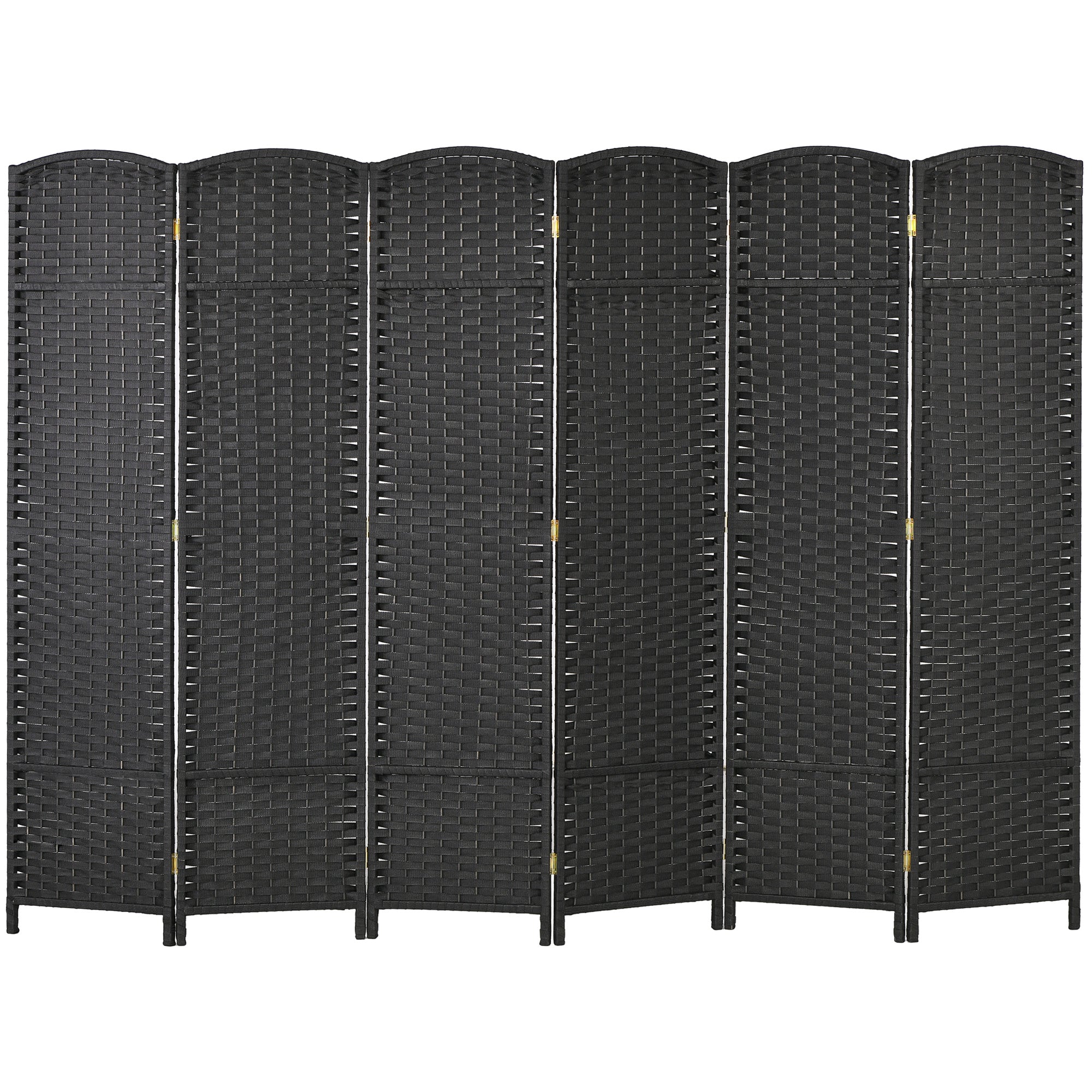HOMCOM 6-teiliger Raumtrenner, Faltbarer Sichtschutz, Sichtschutzwand für Wohnzimmer, Schlafzimmer, Homeoffice, Schwarz
