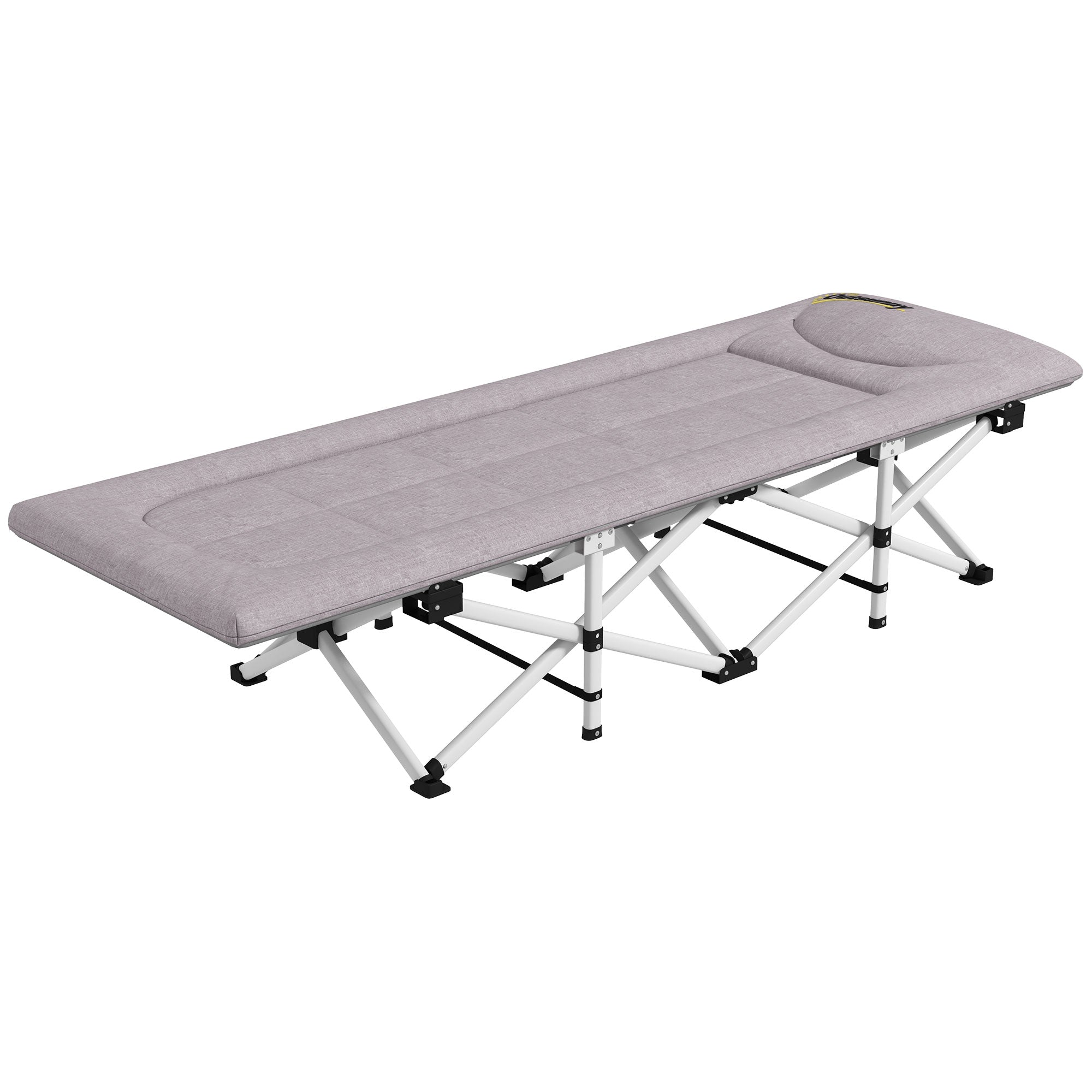 Outsunny Feldbett, Campingbett, klappbar, weich, bis 200 kg, rostfreies Metallgestell, 200x65x42cm, Grau