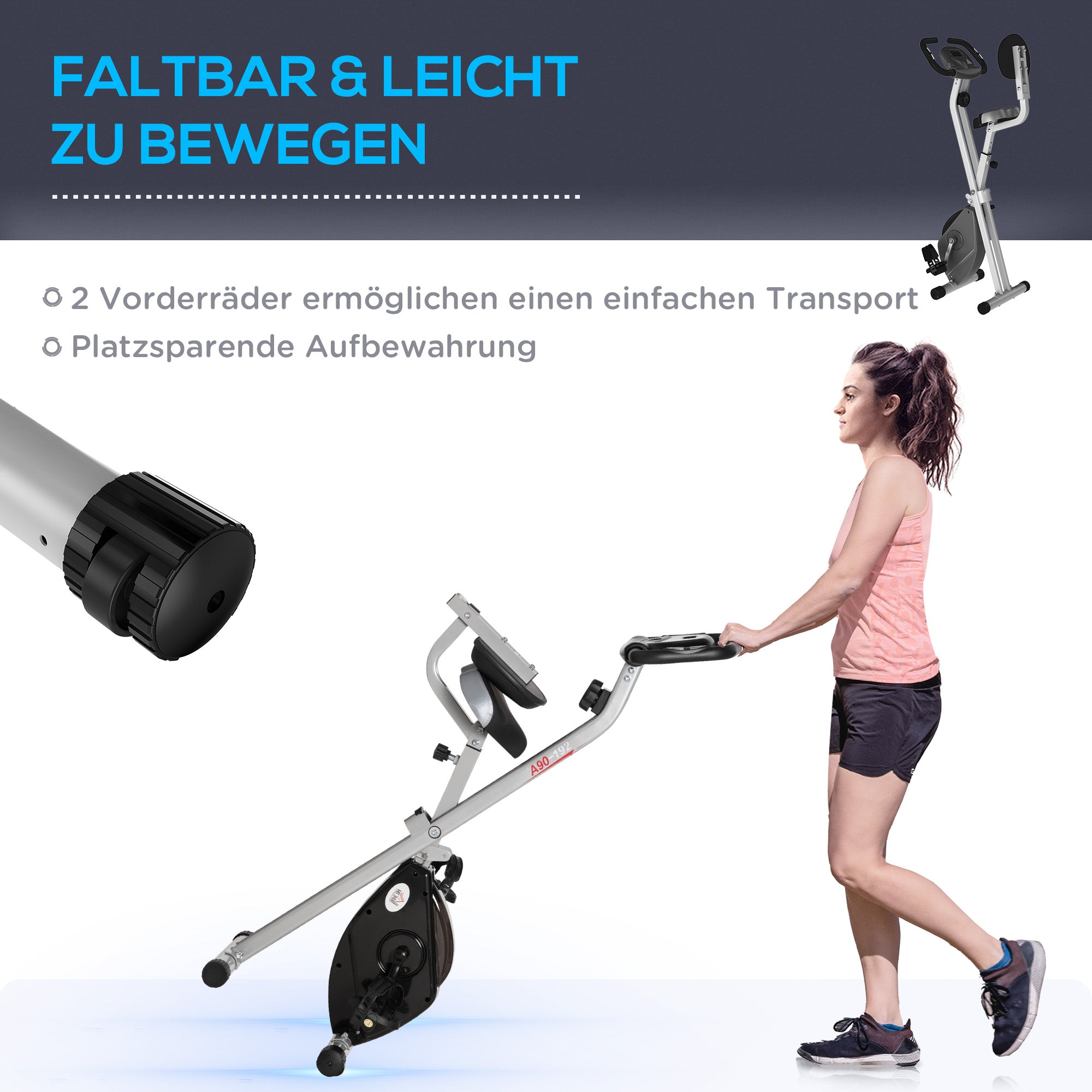 HOMCOM Heimtrainer Fahrradtrainer mit 8 stufig einstellbarem Magnetwiderstand höhenverstellbar Stahl Schwarz+Grau