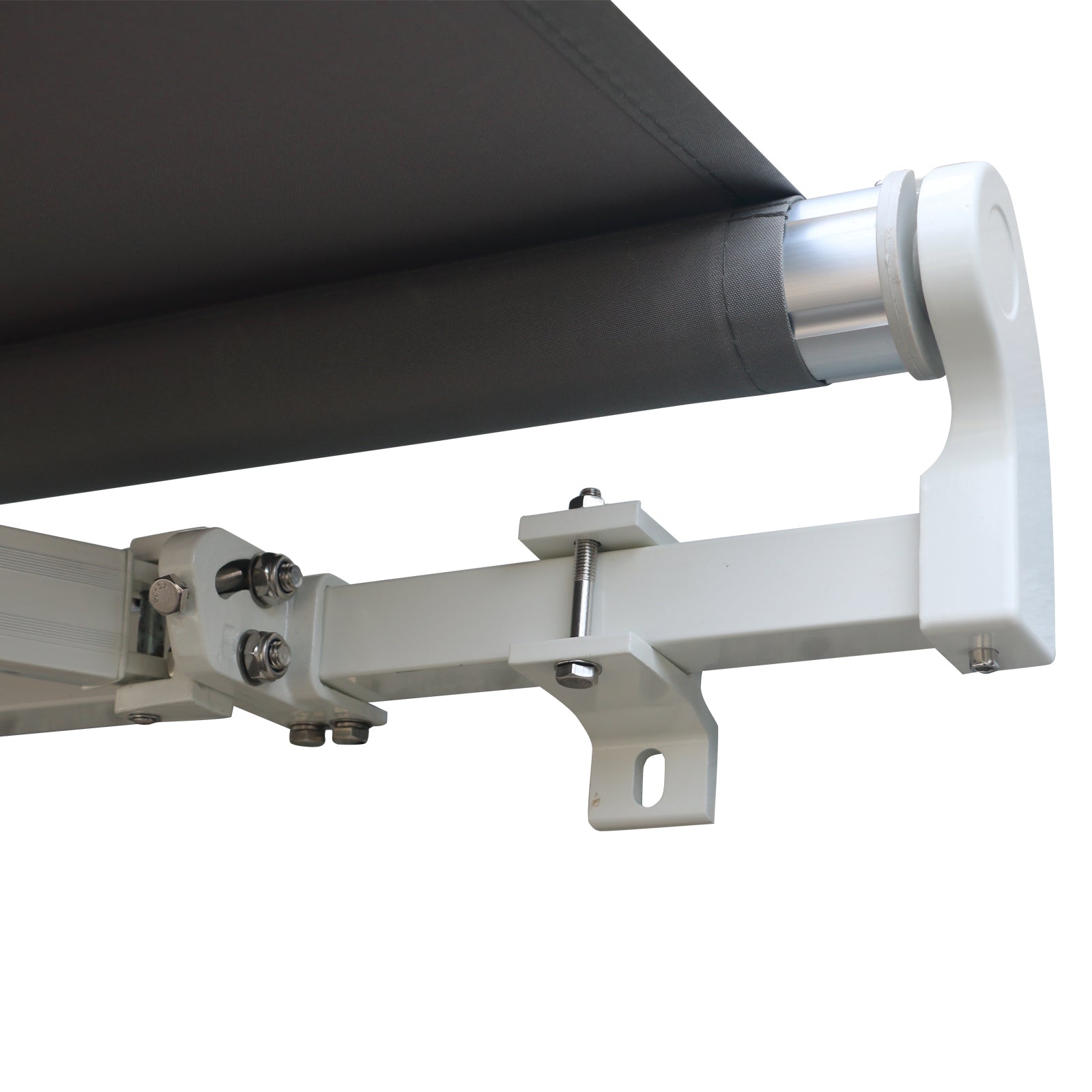 Outsunny Gelenkarmmarkise Verstellbare Klemmmarkise Terrassenmarkise 3,95 x 3m Sonnenschutz mit Kurbel, Balkonmarkise, Grau