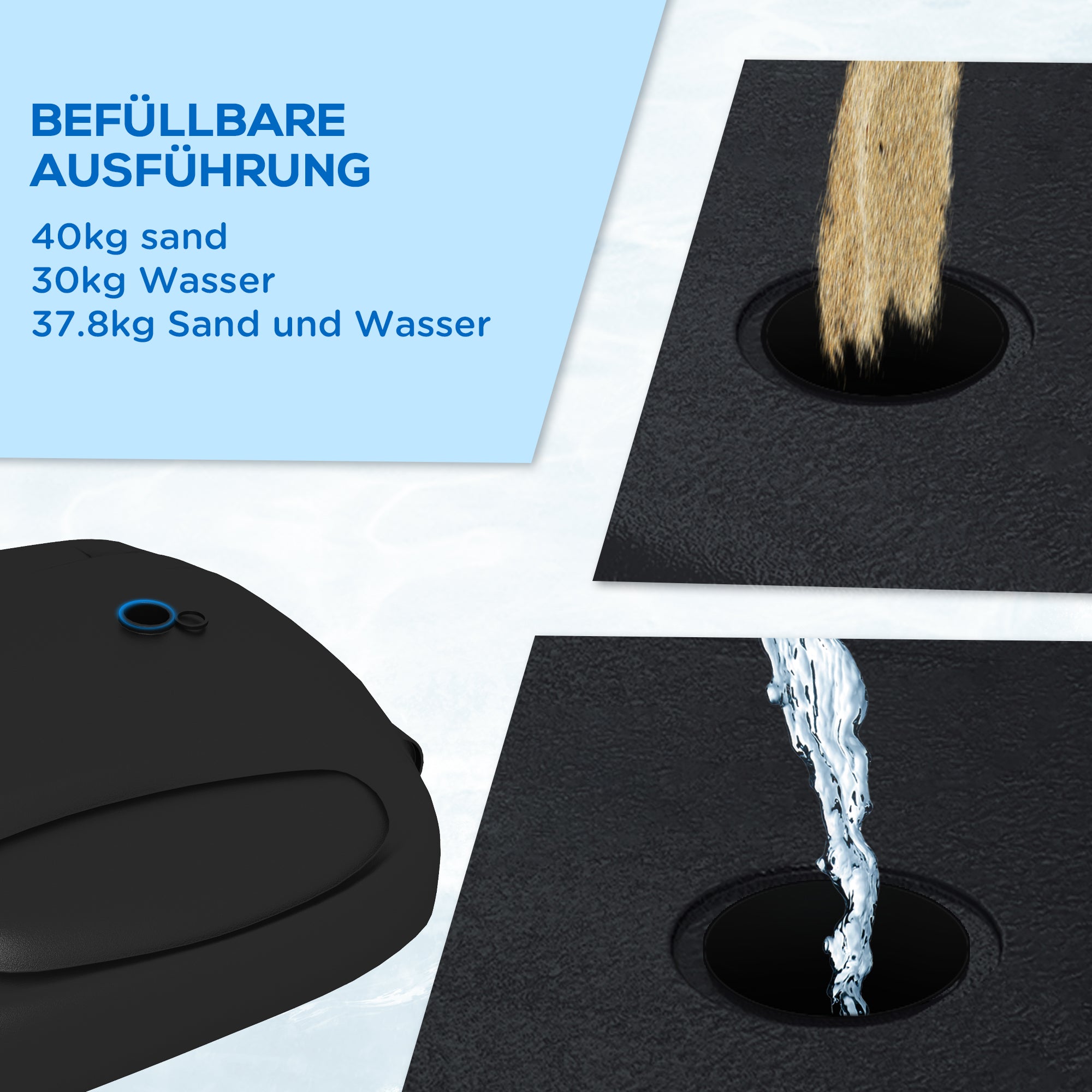 SPORTNOW Basketballständer, höhenverstellbar, robust, 1,7-2,3 m Korbhöhe, Stahlrahmen, Schwarz