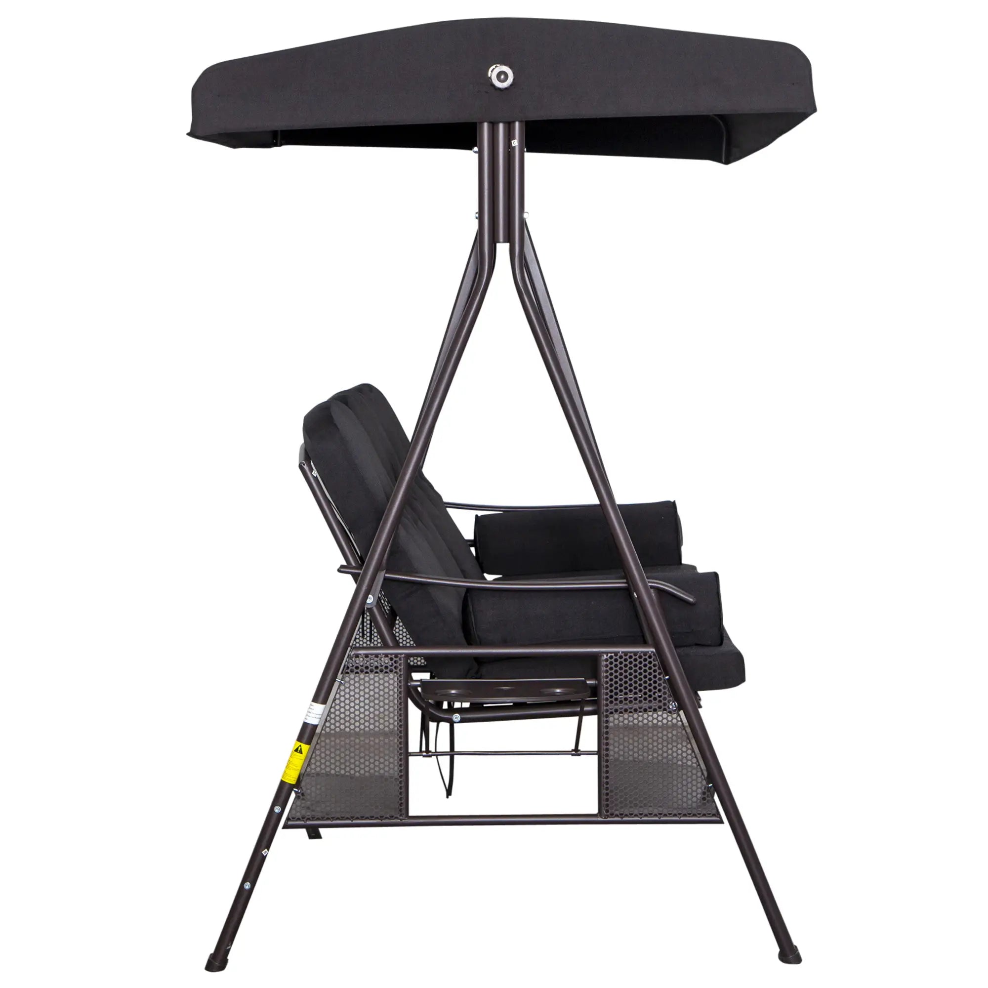 Outsunny 3-Sitzer Hollywoodschaukel mit Sonnendach & Kissen – Schwarz